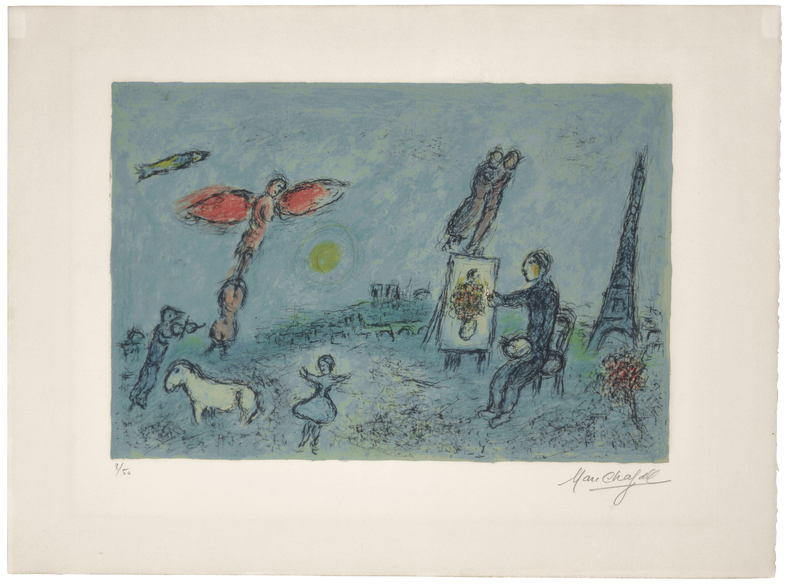 MARC CHAGALL (1887-1985), Couple à l'oiseau (Couple with a