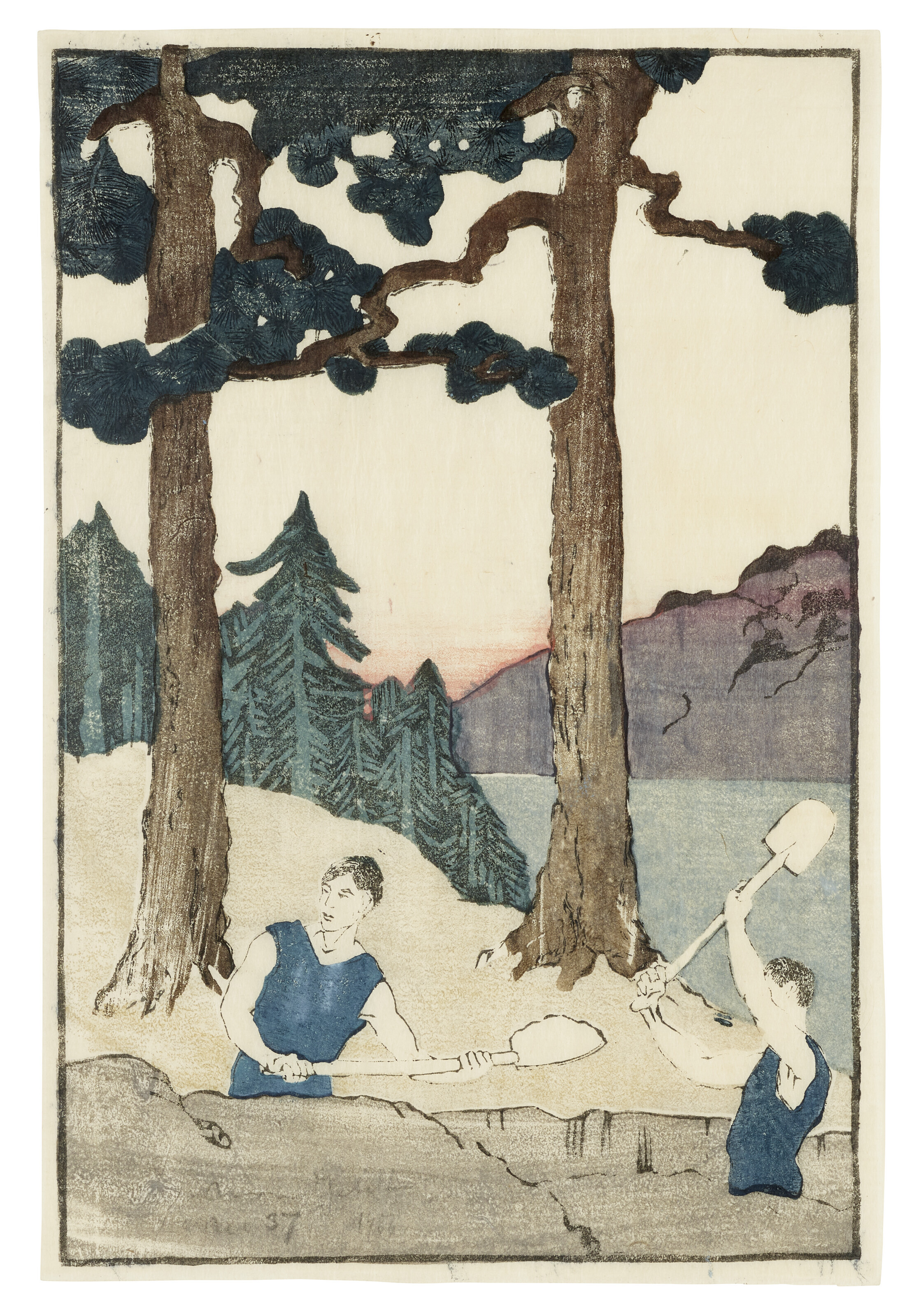 油絵　スウェーデン画家 Bror Jönssonブロー・ヨーンソン Bror Julius Olsson Nordfeldt | Moon in Mist (1946