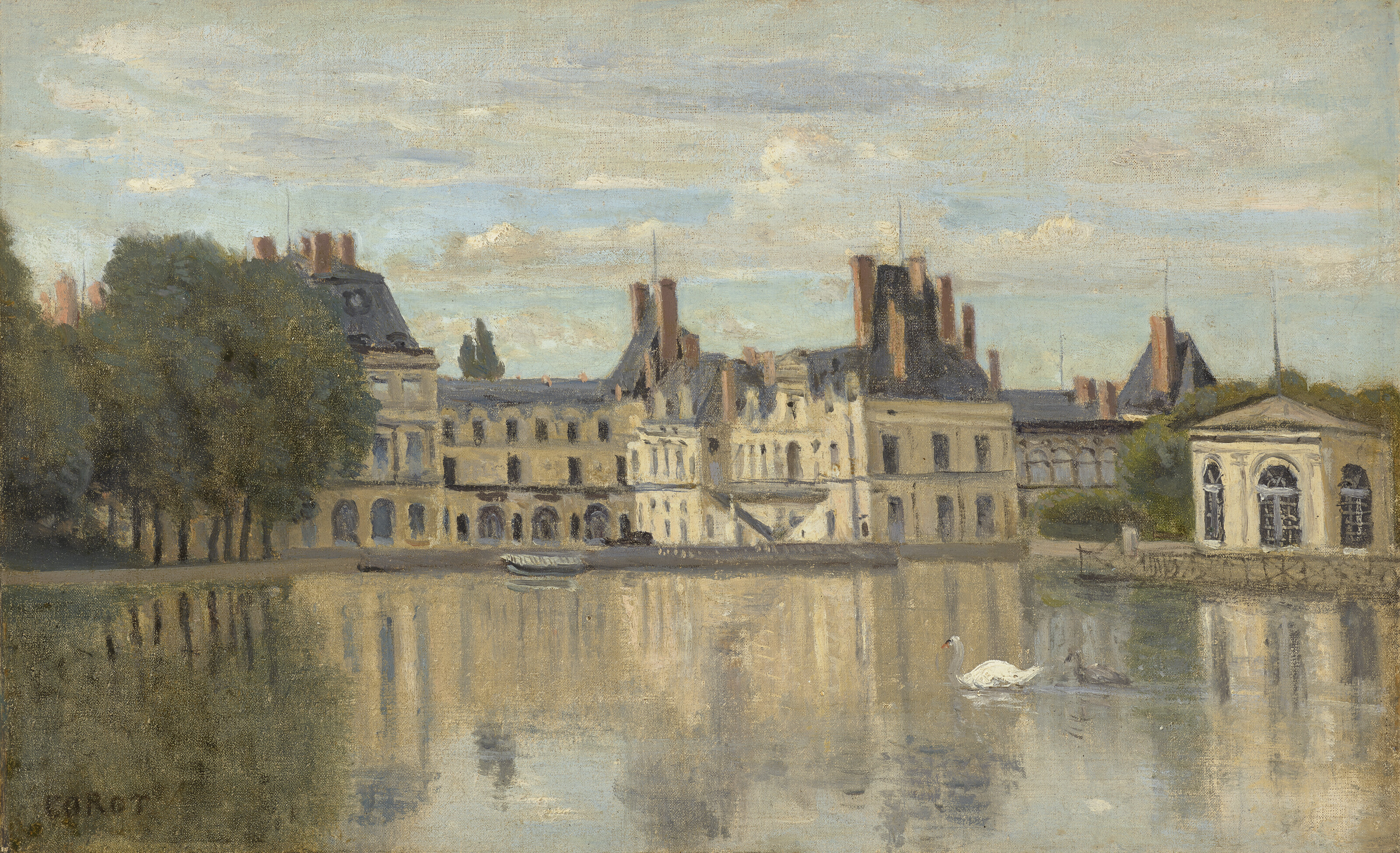 Fontainebleau-le château vu de la pièce d'eau