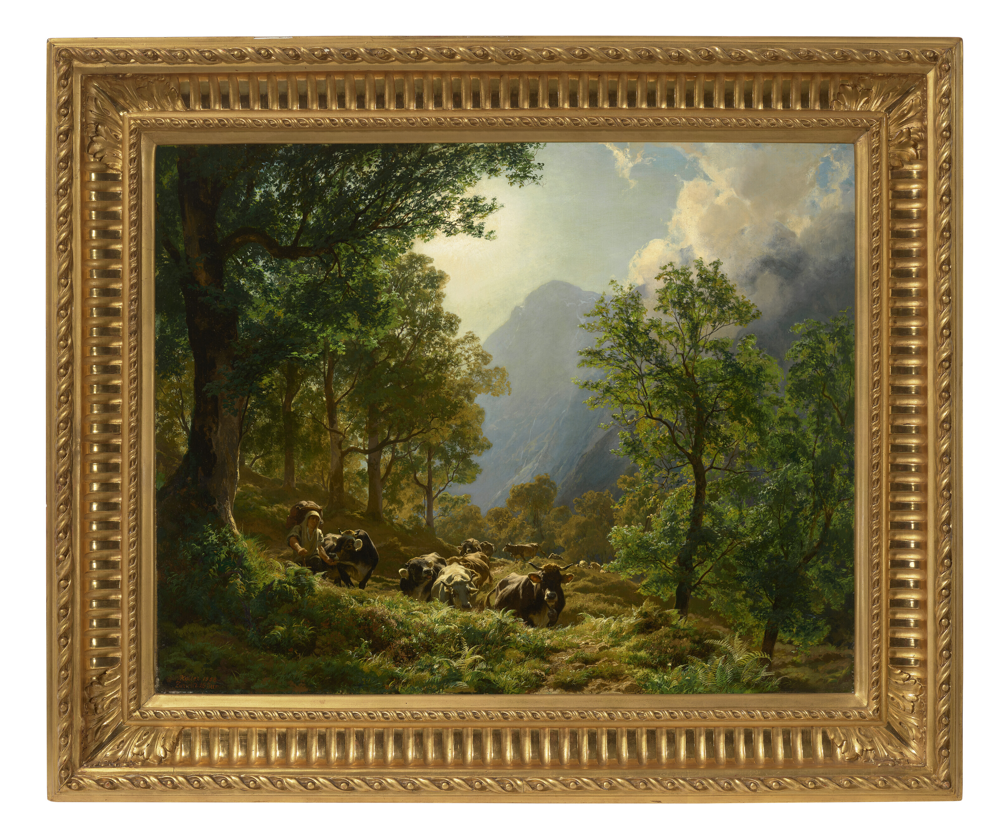 RUDOLF KOLLER (ZURICH 1828-1905), Shepherd with Cows (Hirte