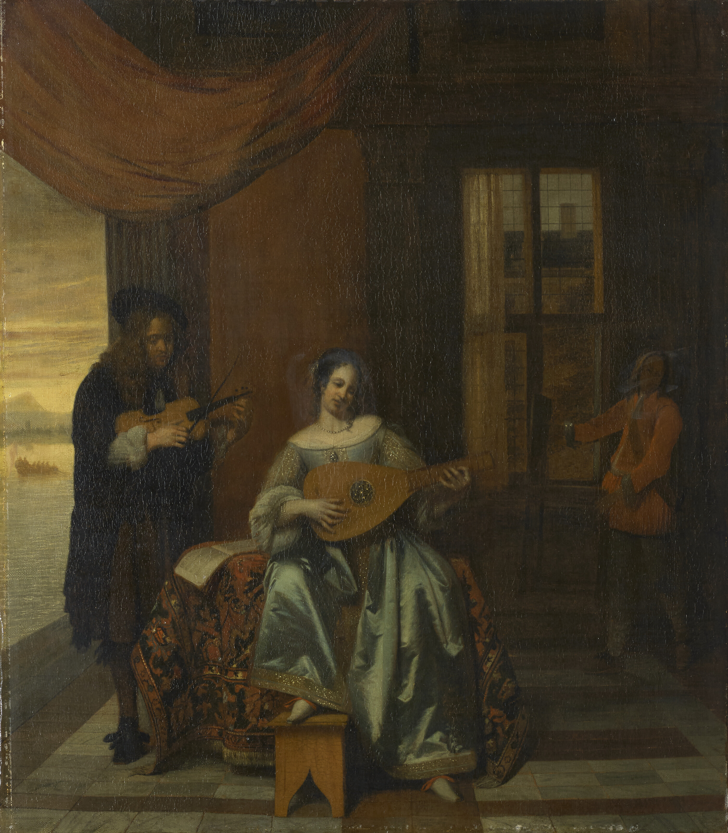 Pieter de Hooch (1629-1684), An interior scene with a woman playing a lute and a man playing a violin, 1679. Oil on canvas. 26 x 23&frac14; in (66 x 59.1 cm). Sold for $119,700 in Remastered: Old Masters from the Collection of J.E. Safra &ndash; Selling Without Reserve on 24 May at Christie&rsquo;s in New York