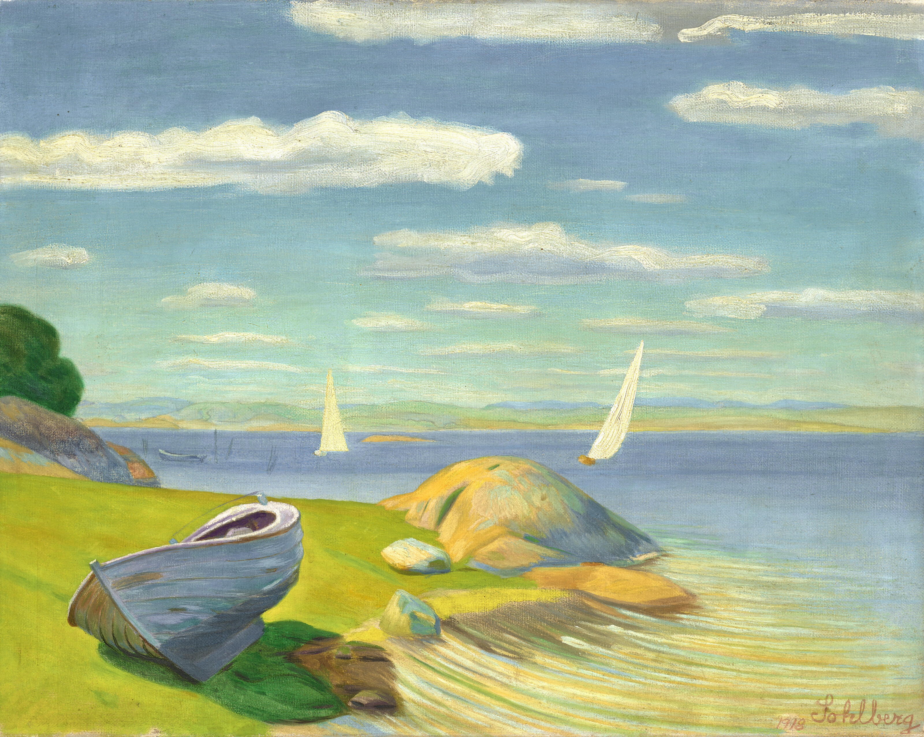Harald Oscar Sohlberg (1869-1935), B&aring;ten (Viksfjord), 1918. Oil on canvas. 17&frac34; x 22&frac12; in (45.1 x 57.2 cm). Sold for $163,800 in Remastered: Old Masters from the Collection of J.E. Safra &ndash; Selling Without Reserve on 24 May at Christie&rsquo;s in New York