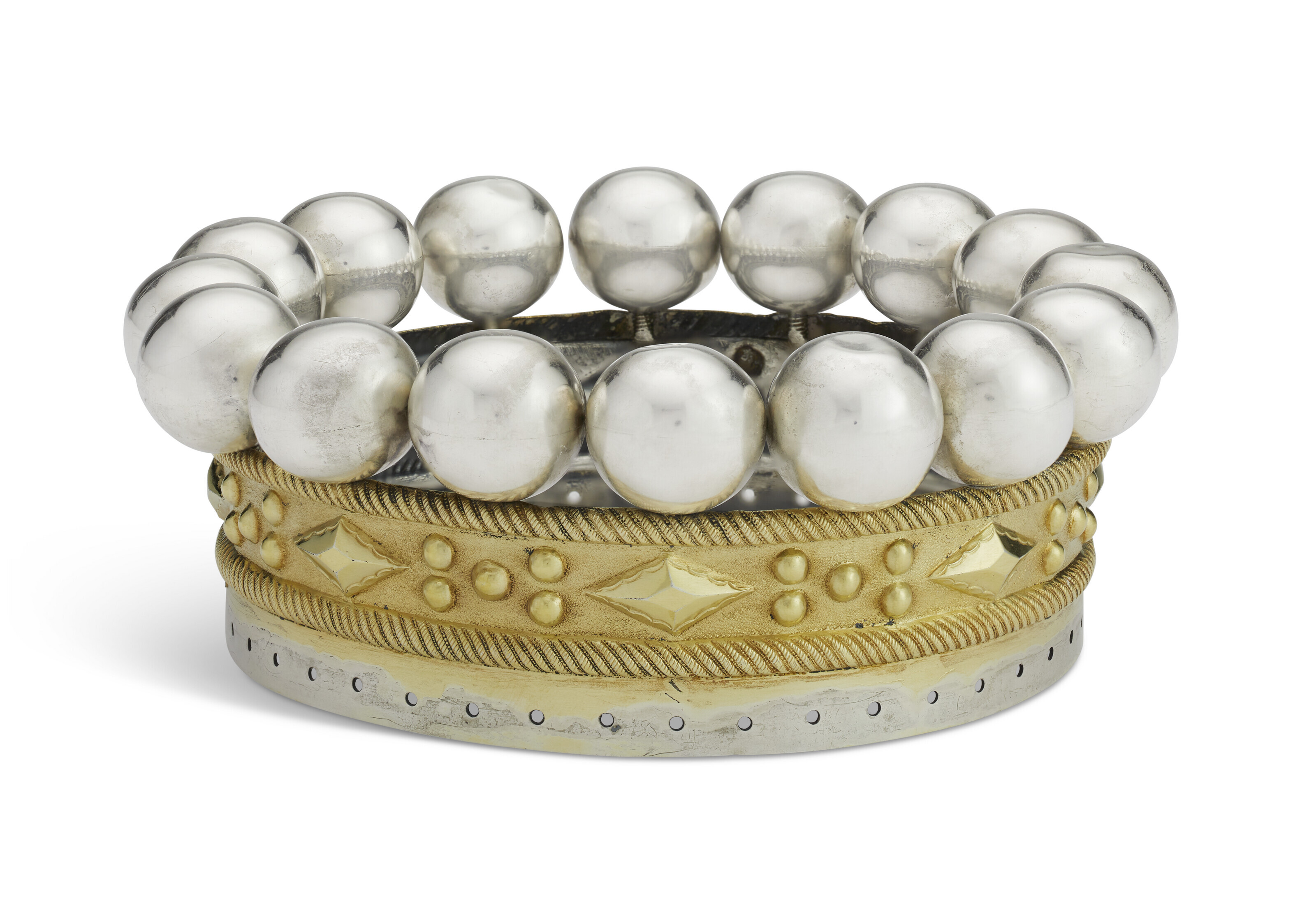 An early Victorian parcel-gilt silver viscount's coronet. Mark of Paul Storr, London, 1838. Sold for $4,788 in&nbsp;Sculptural Silver and Works of Art from the Orange Blossom Collection on 6 April 2023 at Christie's online