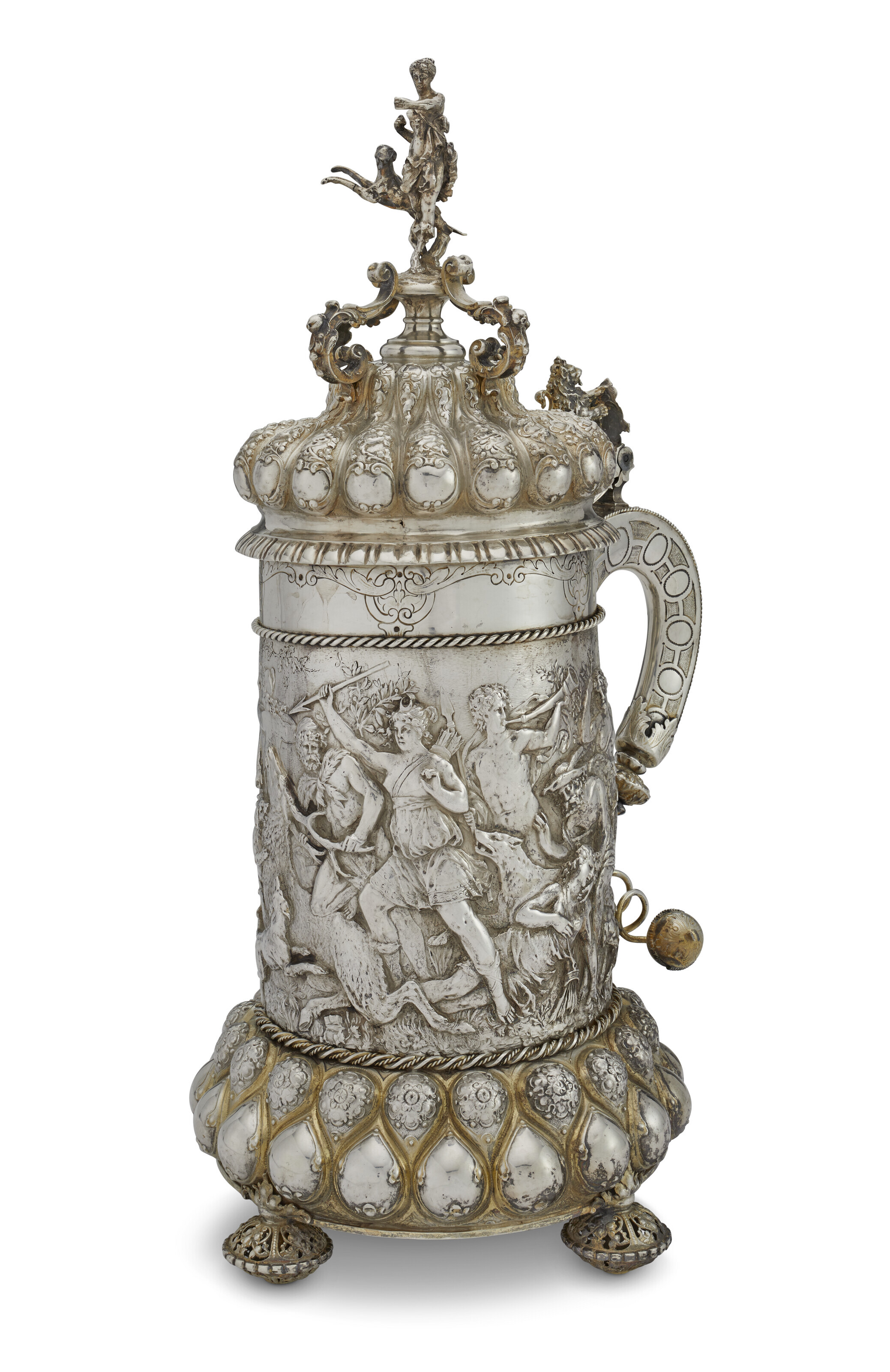A GERMAN PARCEL-GILT SILVER TANKARD, MARK OF LAZARUS POSEN