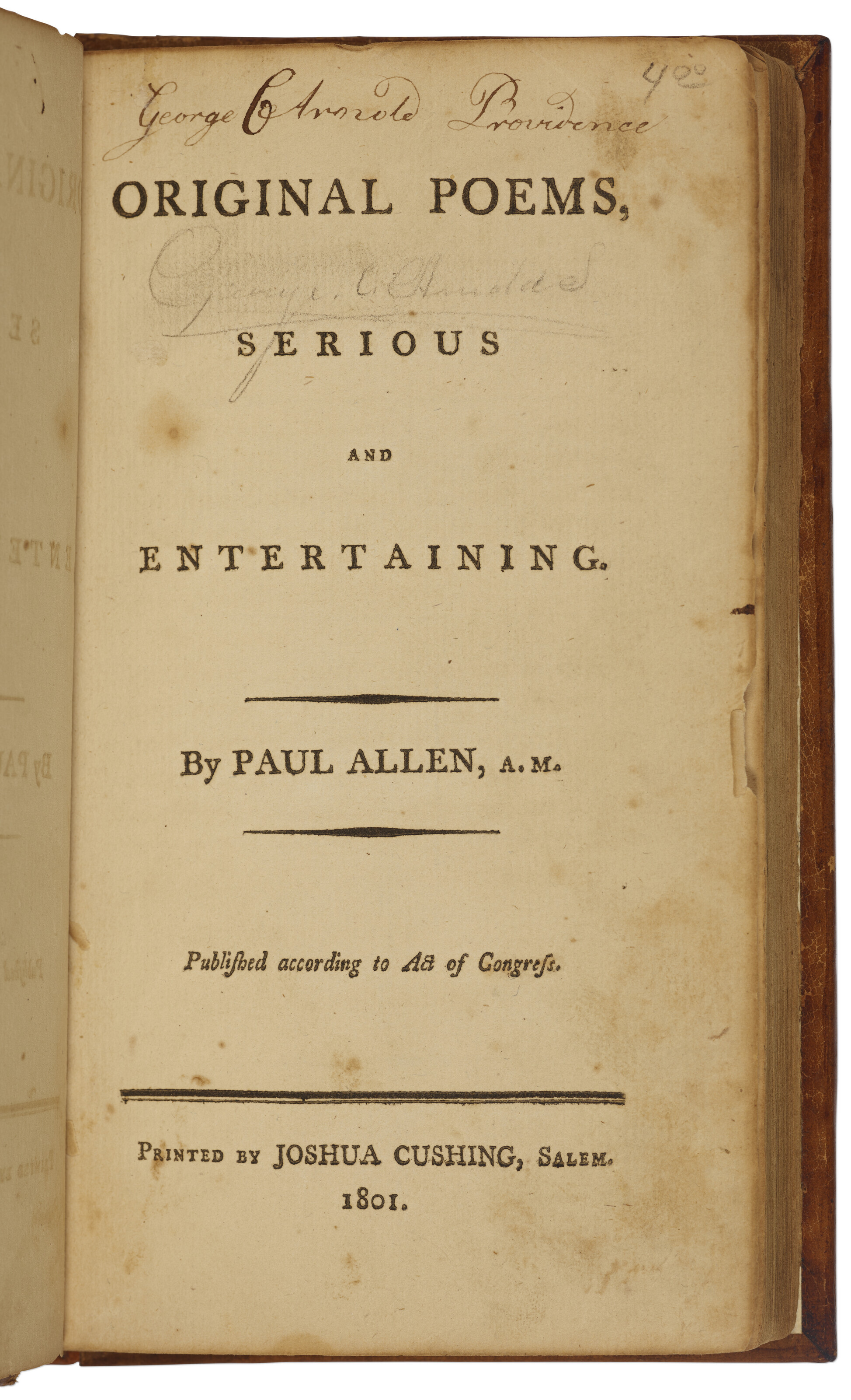 Original Poems, Paul Allen, 1801 Christie’s