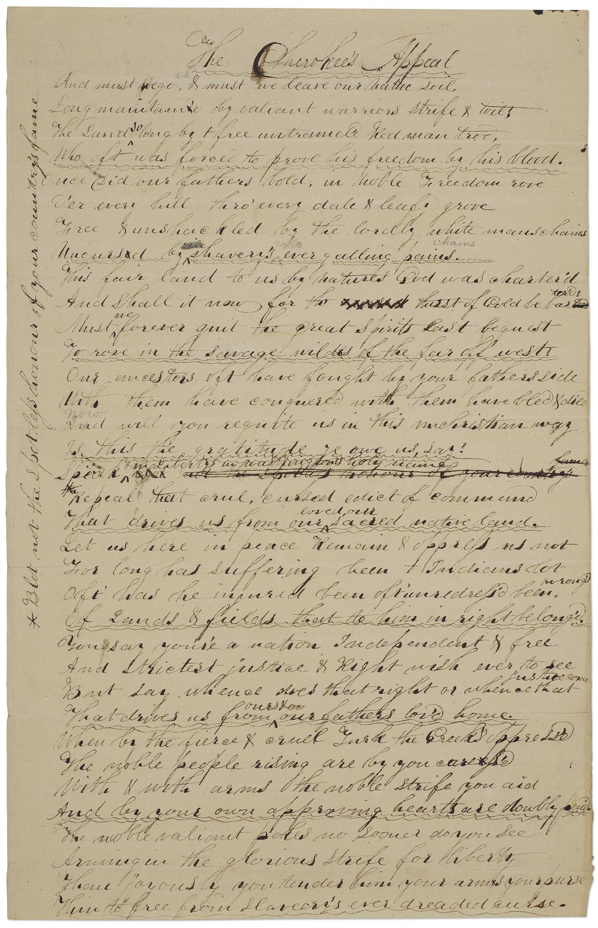 Protesting the removal of the Cherokee west of the Mississippi ...