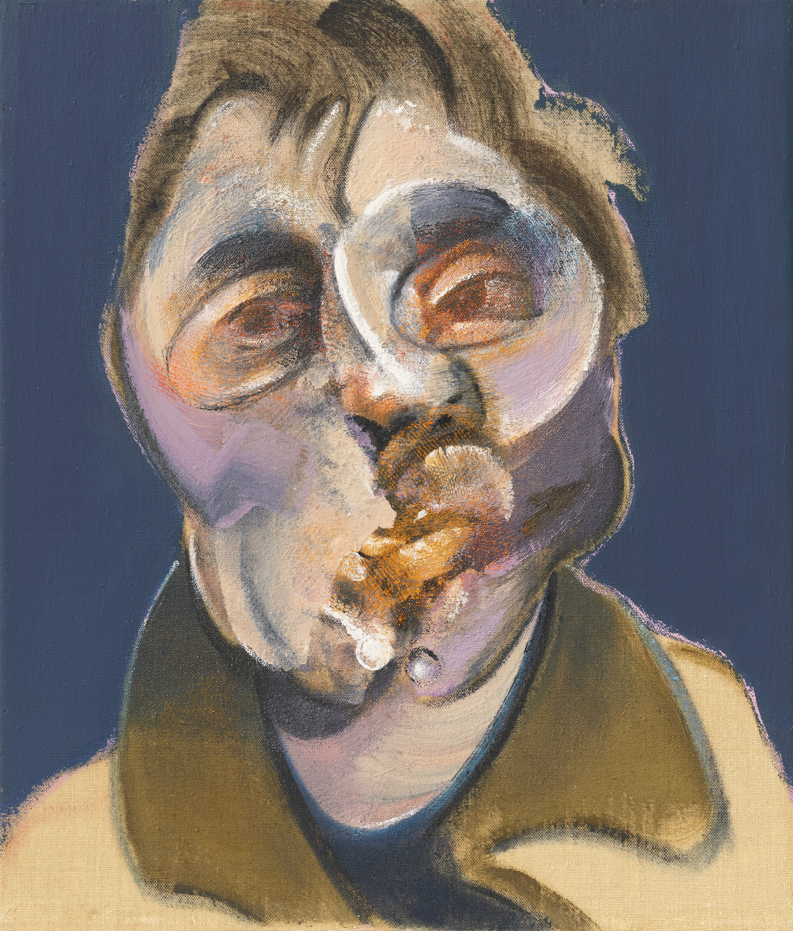 Francis Bacon (1909-1992), Self-Portrait, 1969. Oil on canvas. 14 x 12 in (35.6 x 30.5 cm). Sold for $34,622,500 in Masterpieces from the S.I. Newhouse Collection on 11 May 2023 at Christies in New York
