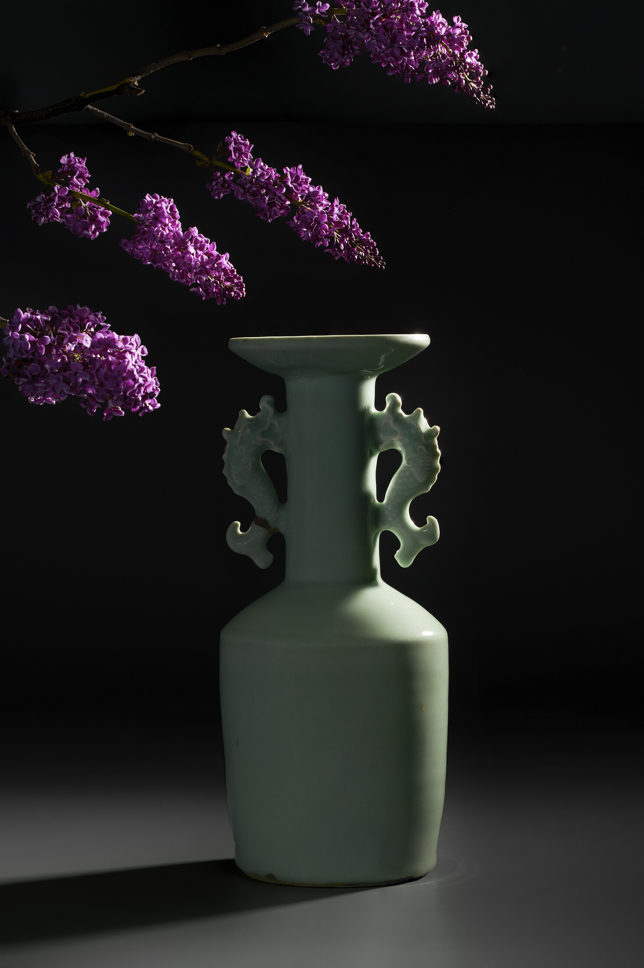 中国　龍泉窯　粉青釉　魚双耳瓶　花生　時代箱付　C　8294 中国 龍泉窯 粉青釉 魚双耳瓶 花生 時代箱付 C 8294 - メルカリ