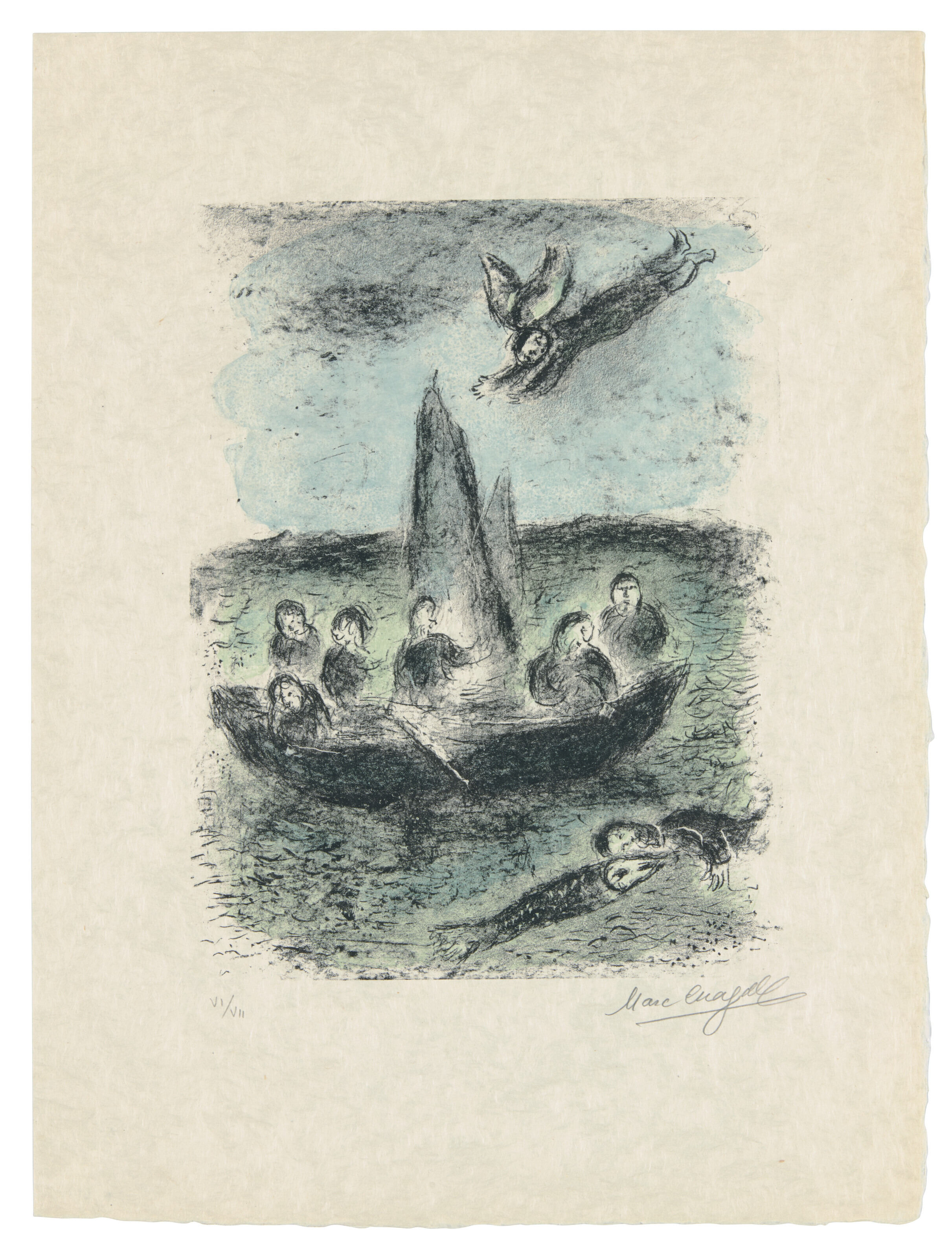 Marc Chagall、La Barque、海外版超希少レゾネ、新品額装付 MARC CHAGALL (1887-1985), La barque de Jonas | Christie's