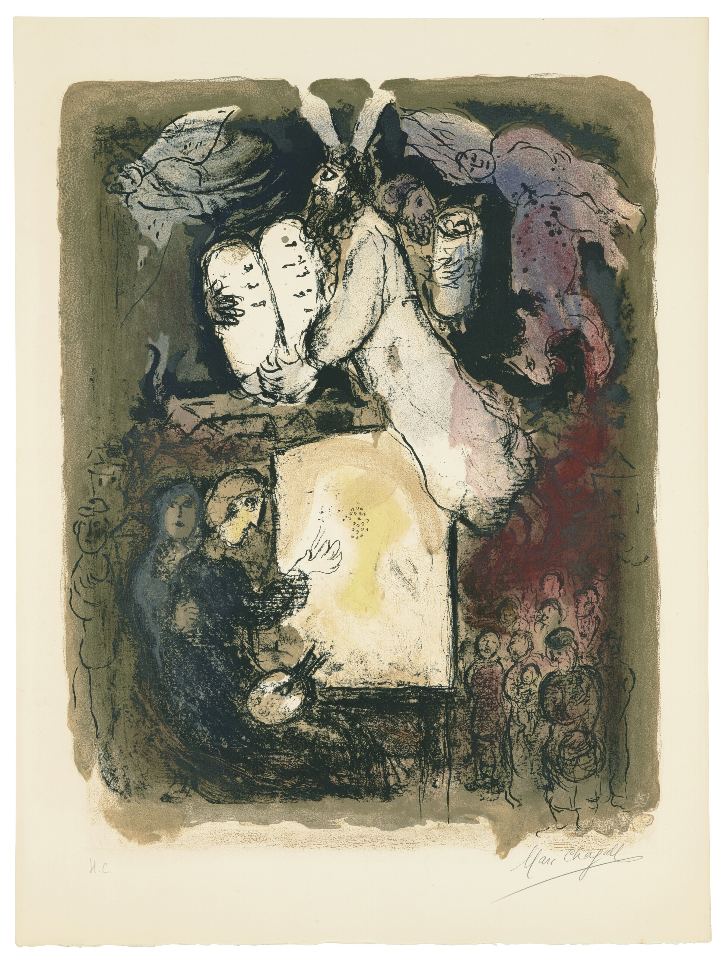 Marc Chagall、La Barque、海外版超希少レゾネ、新品額装付 Marc Barque、海外版超希少レゾネ、新品額装付 Chagall、La