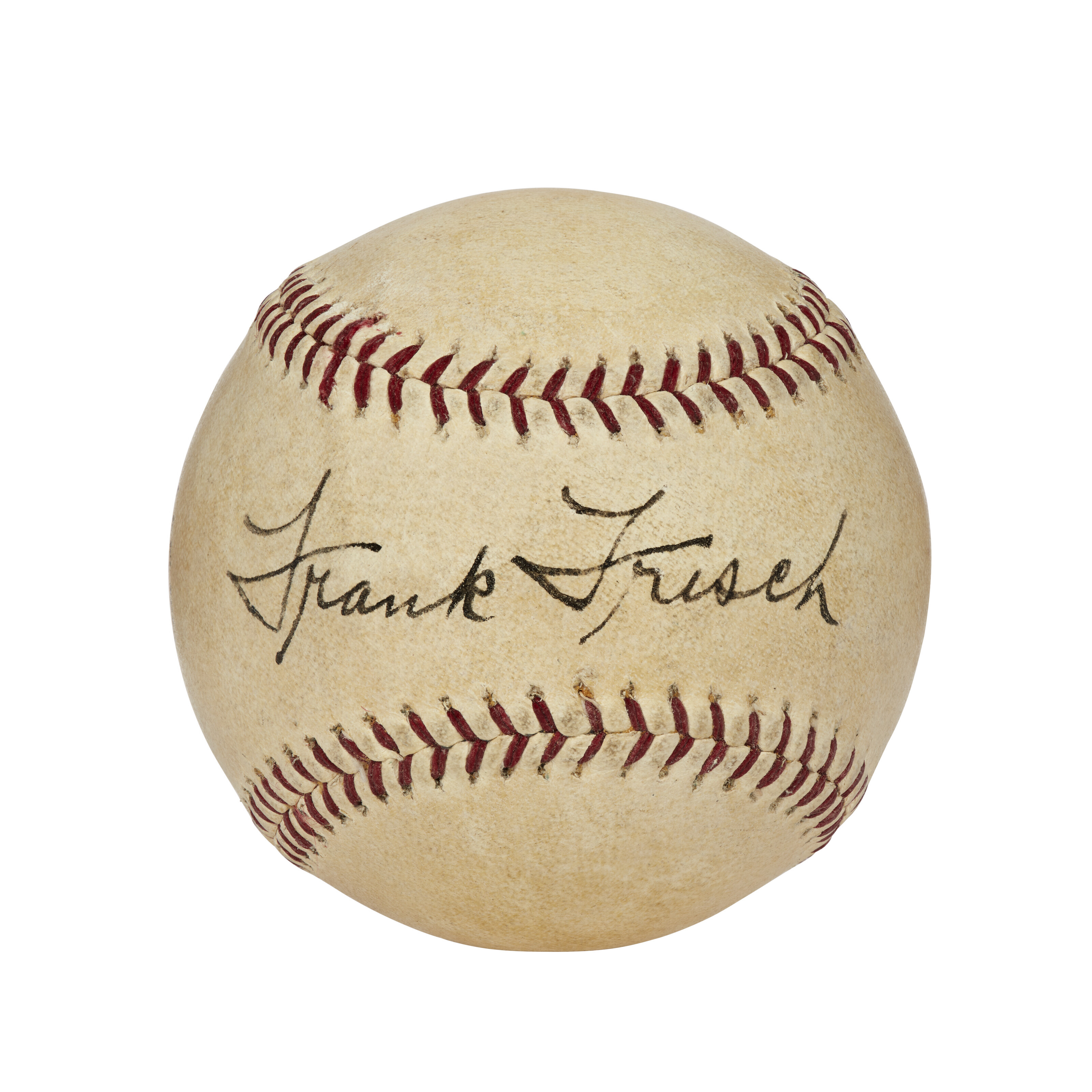 FRANK FRISCH AUTOGRAPHED BASEBALL DISPLAYS AS SINGLE SIGNED PLAYING