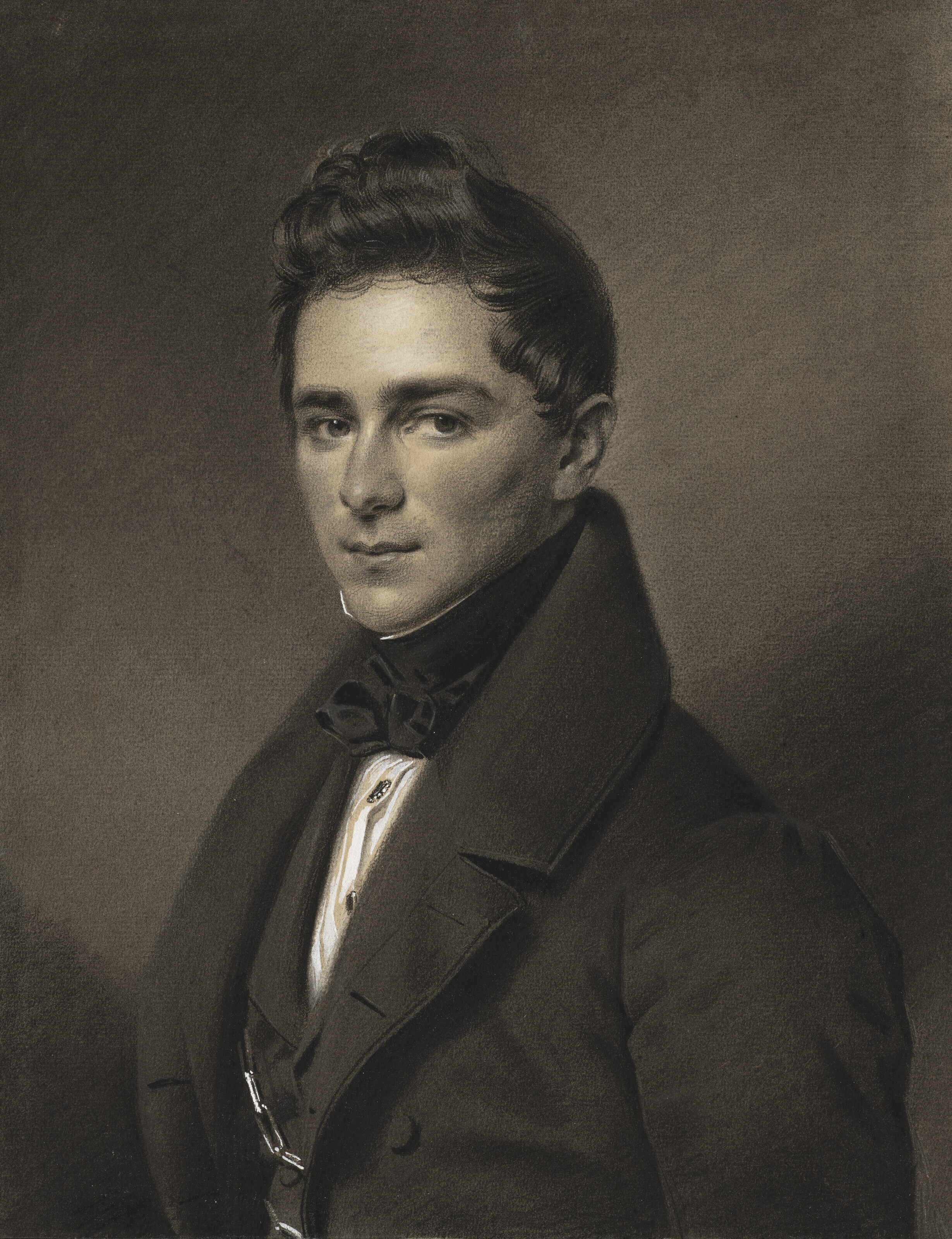 Portrait D'homme Au Chapeau – Huile Sur Toile, école Française XIXe Siècle, époque Empire, Encadré