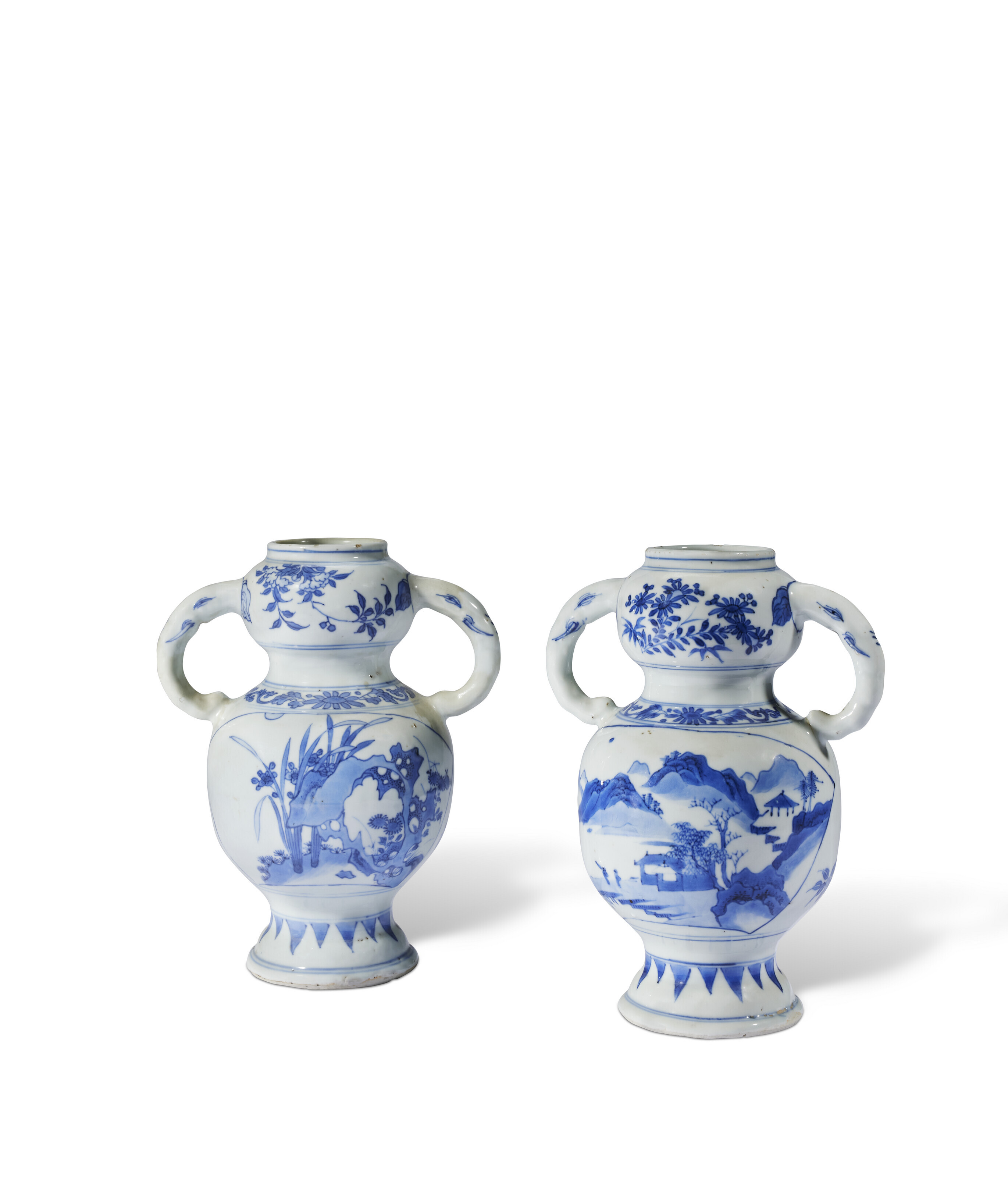 TWO BLUE AND WHITE 'ELEPHANT' VASES, CHINA, QING DYNASTY, 17TH CENTURY