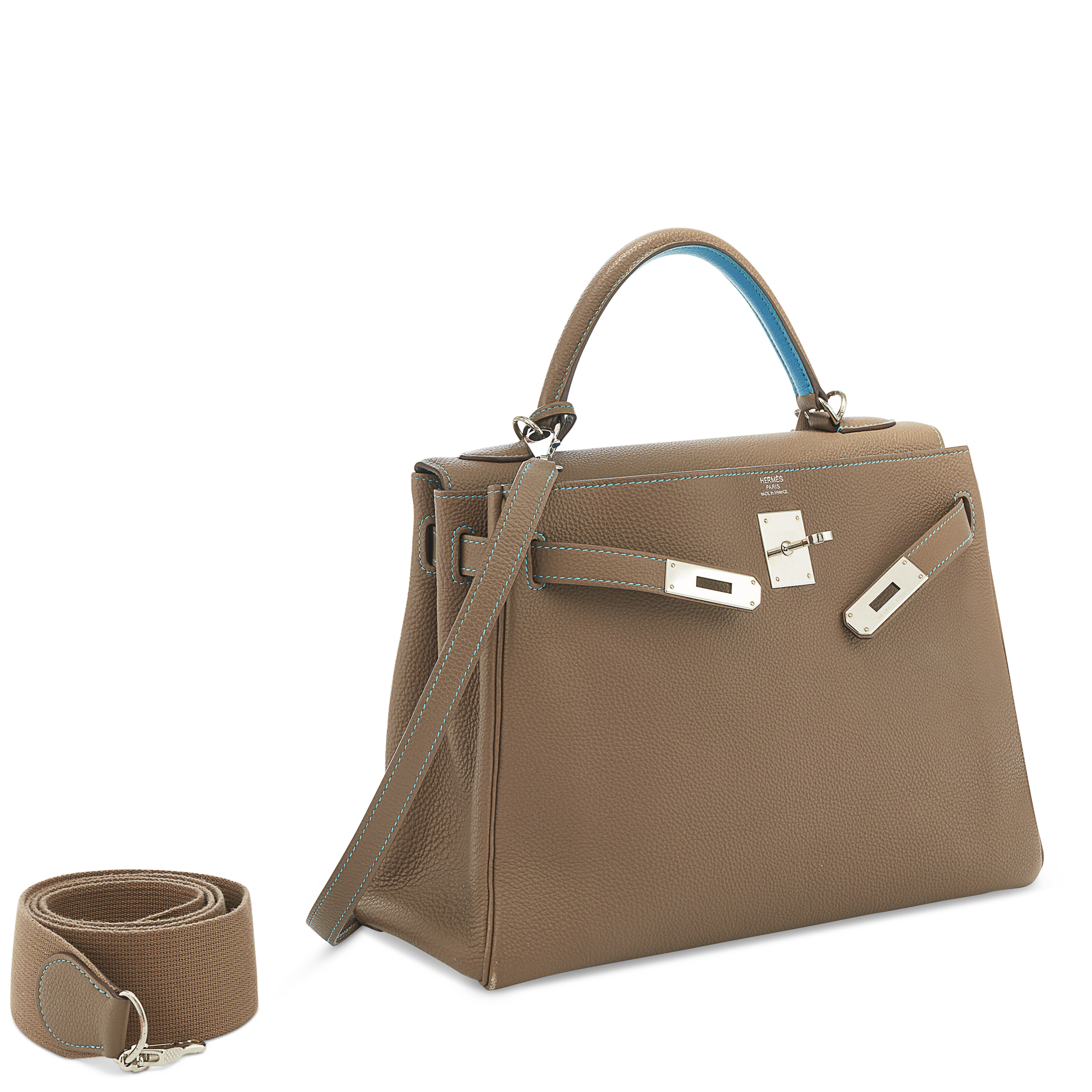 A LIMITED EDITION ÉTOUPE & BLEU AZTÈQUE TOGO LEATHER ÉCLAT