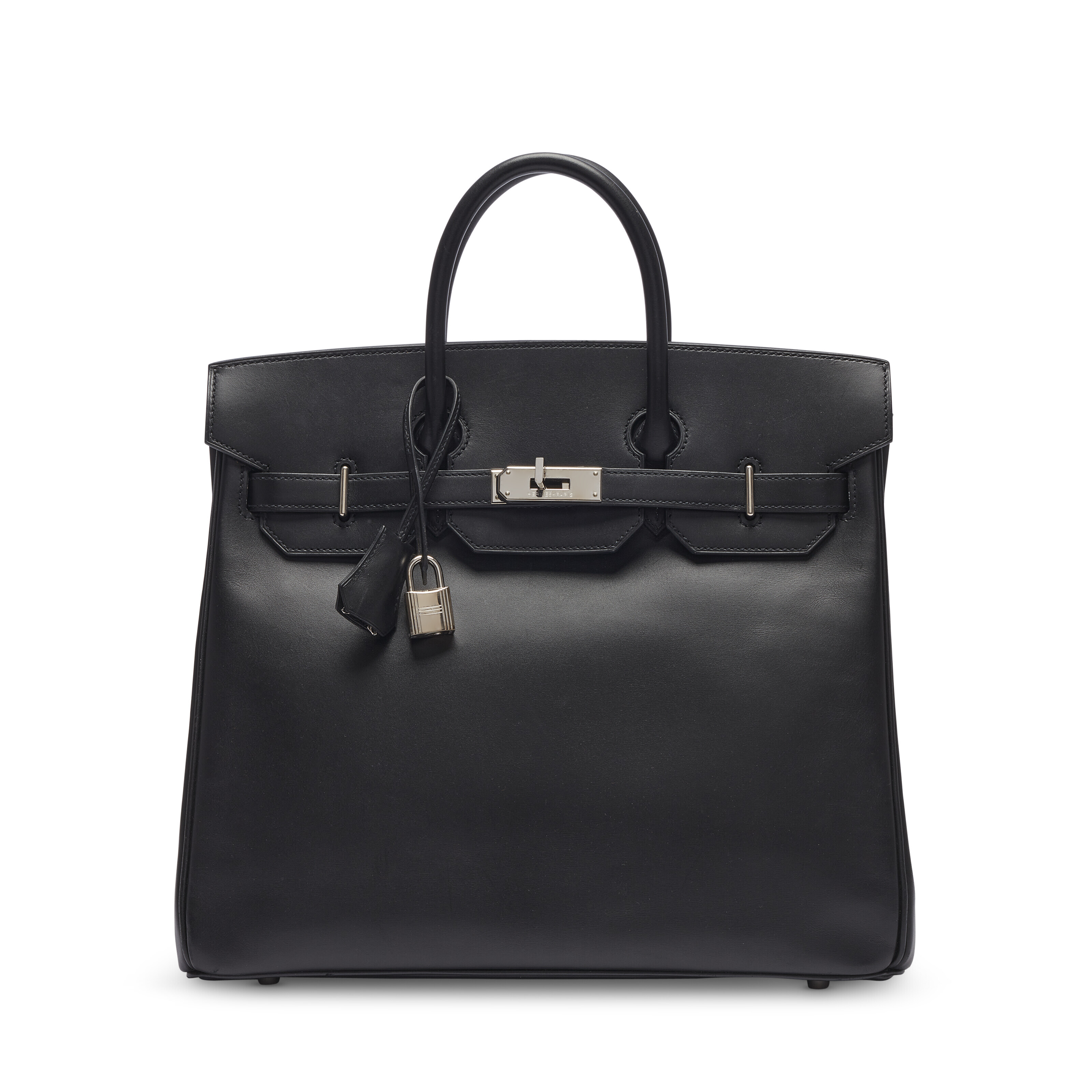 A BLACK CHAMONIX LEATHER HAC BIRKIN 32 WITH PALLADIUM HARDWARE