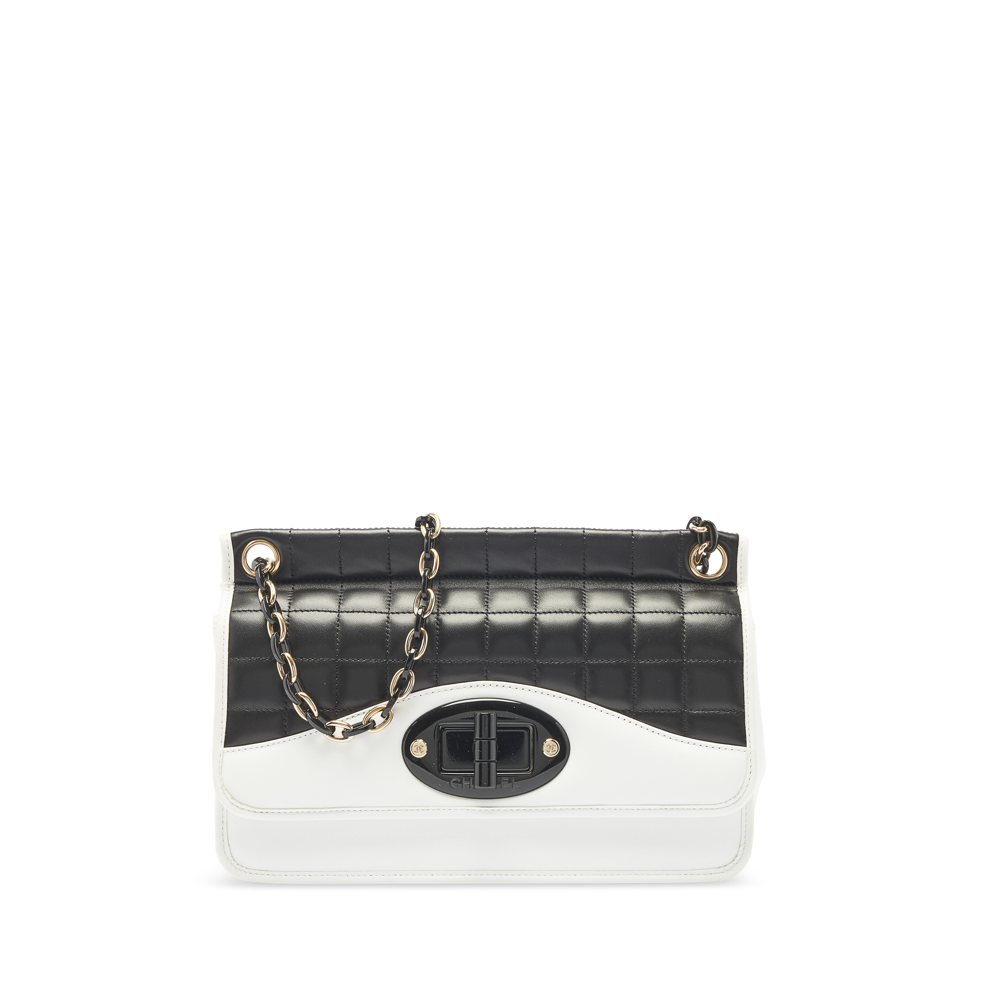 CHANEL 25S FLAP BAG 24 CM IN WHITE LAMBSKIN WITH GOLD HARDWARE