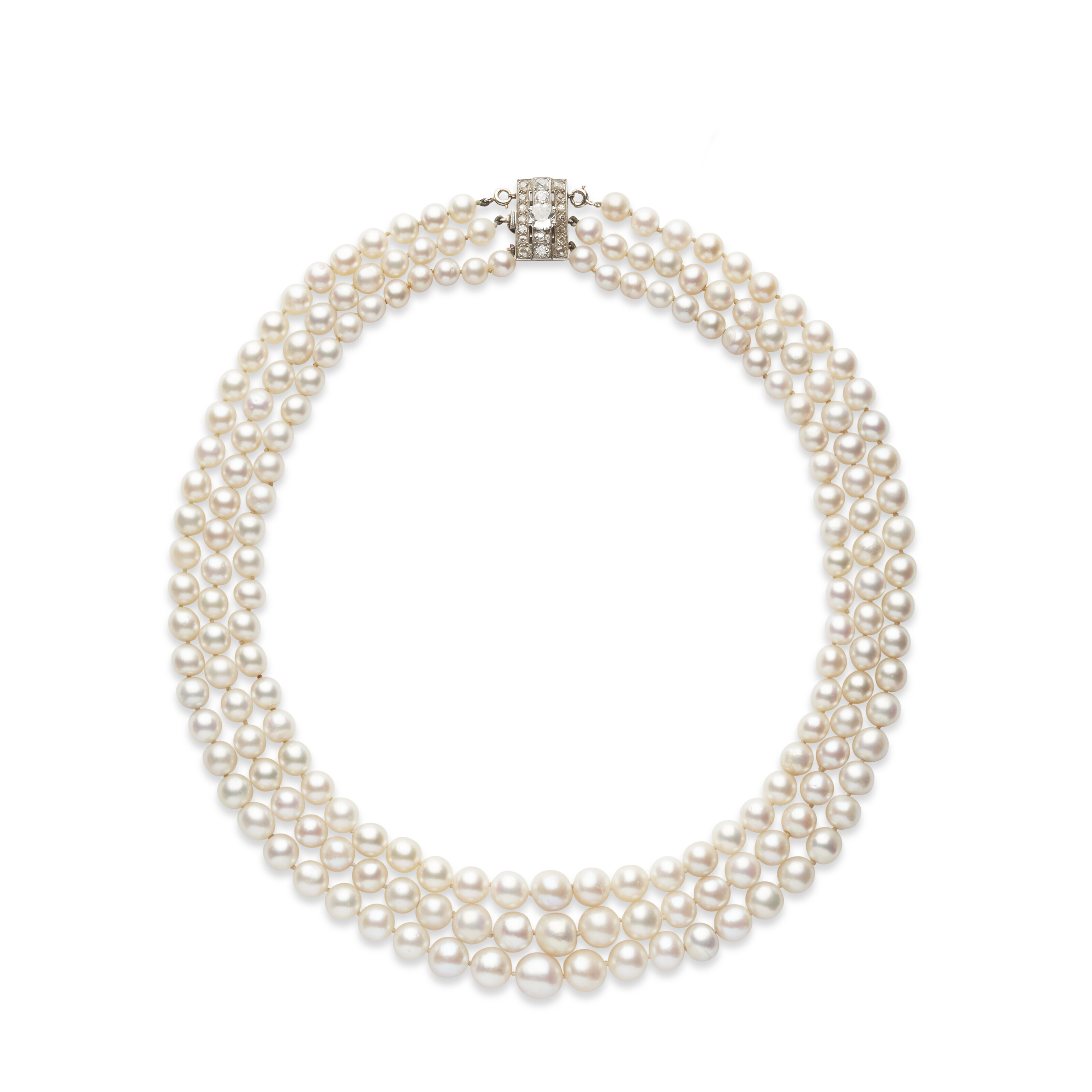 Collier 3 Rangs De Perles Blanches Et Grises – Occasion – Couleur Dominante Violet – Matière Verre
