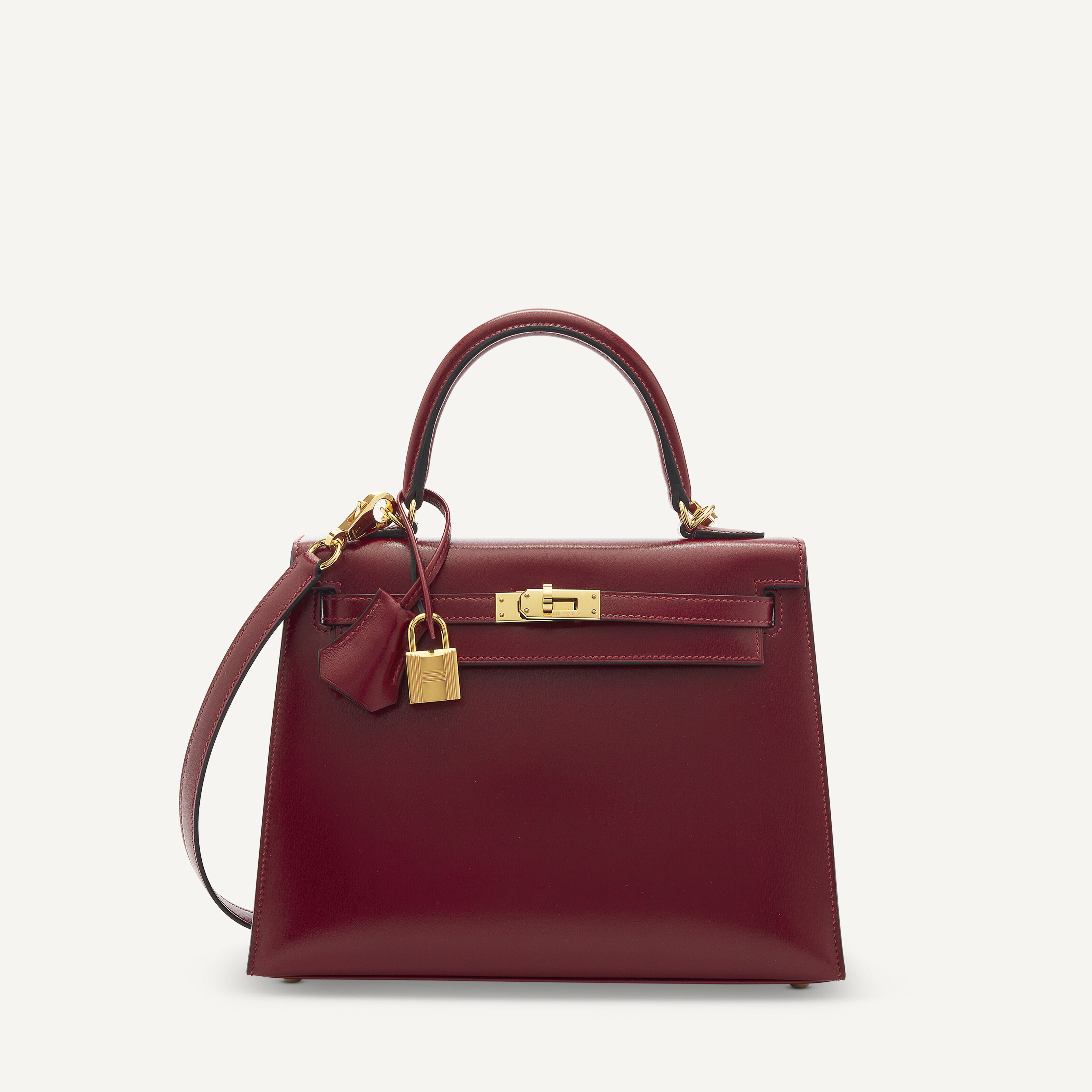 A ROUGE H CALF BOX LEATHER SELLIER KELLY 25 WITH GOLD HARDWARE, HERMÈS,  2022