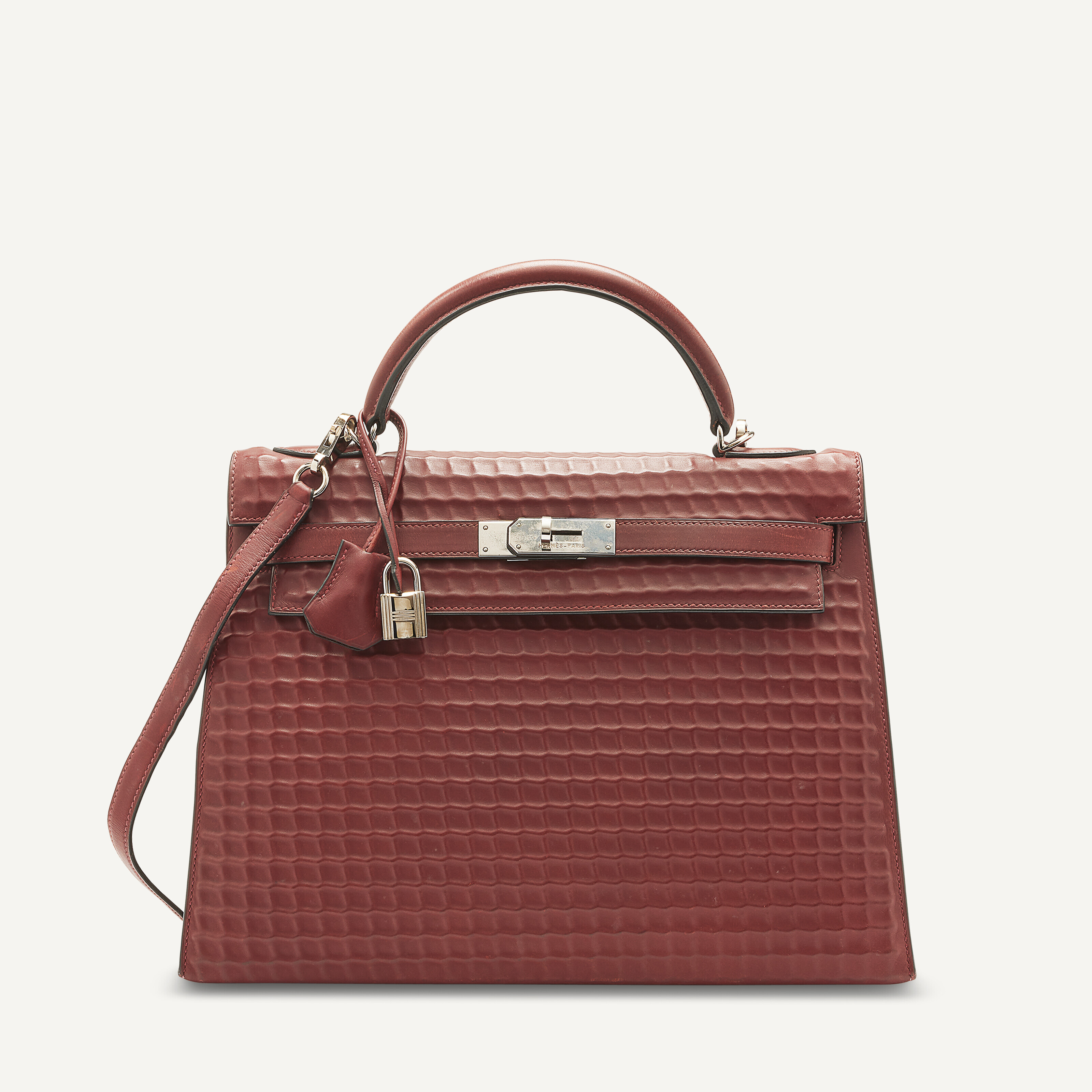 A LIMITED EDITION ROUGE H EVERCALF LEATHER SELLIER WAFFLE KELLY 32