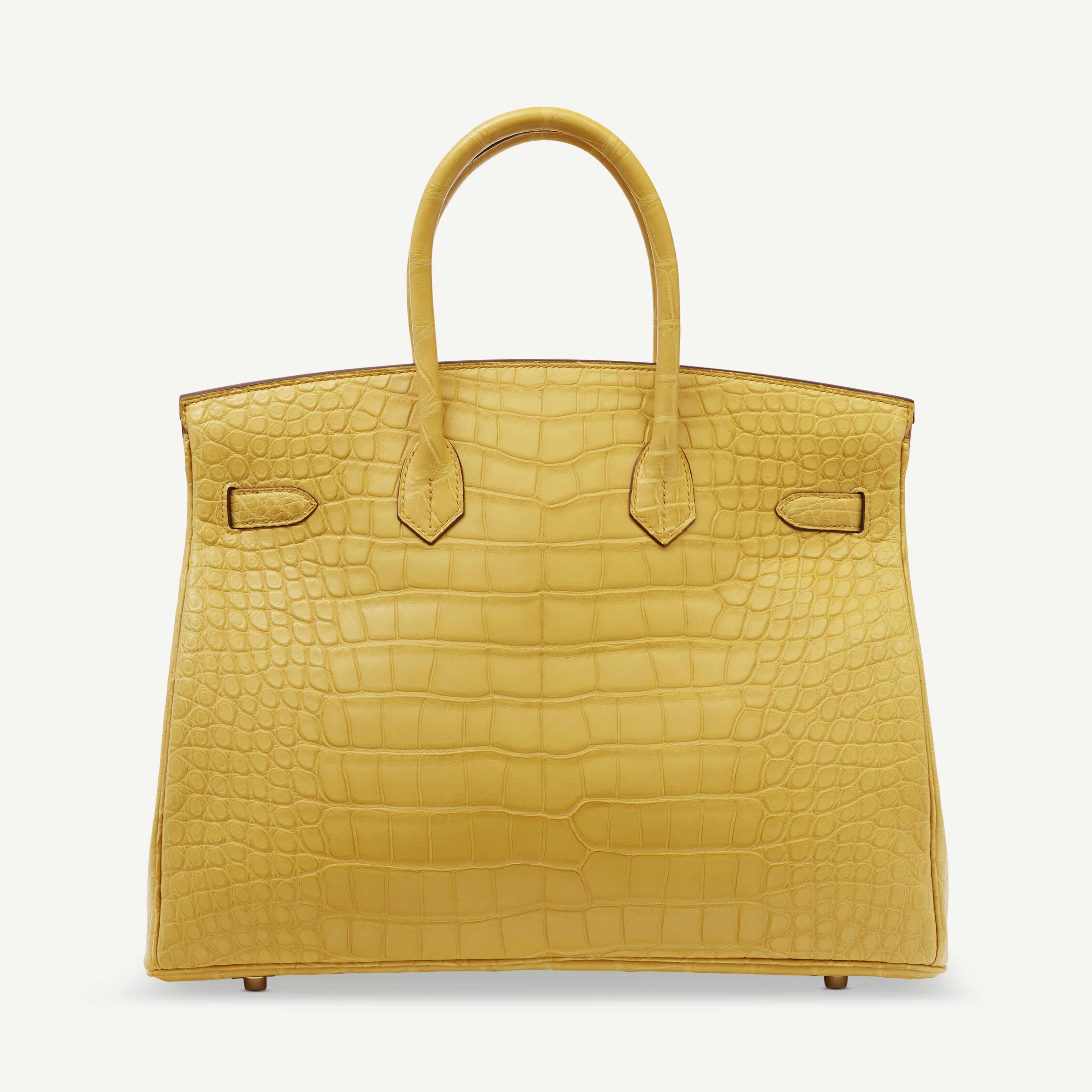 A MATTE JAUNE AMBRE ALLIGATOR BIRKIN 35 WITH GOLD HARDWARE HERMES 2019 Christie s