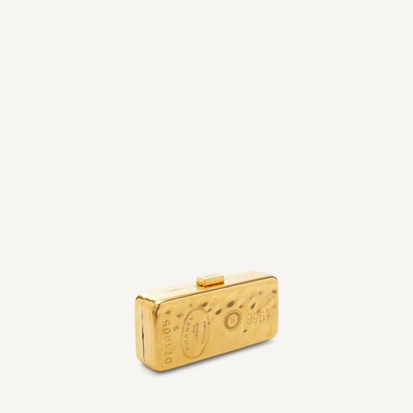 A Spring/summer Runway Hammered Gold Metal Bullion Bar Clutch Auction