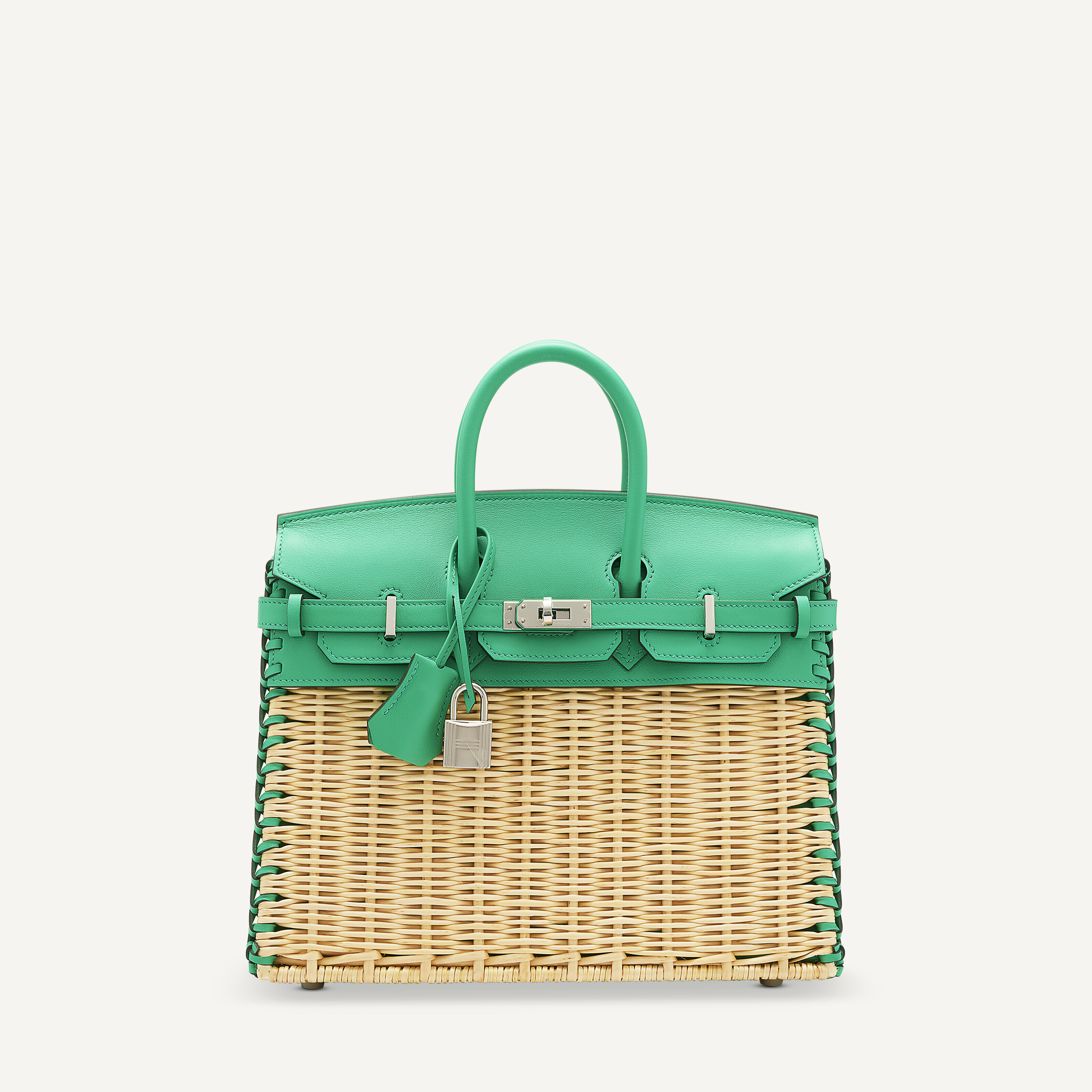 A LIMITED EDITION MENTHE SWIFT LEATHER & OSIER PICNIC BIRKIN 25
