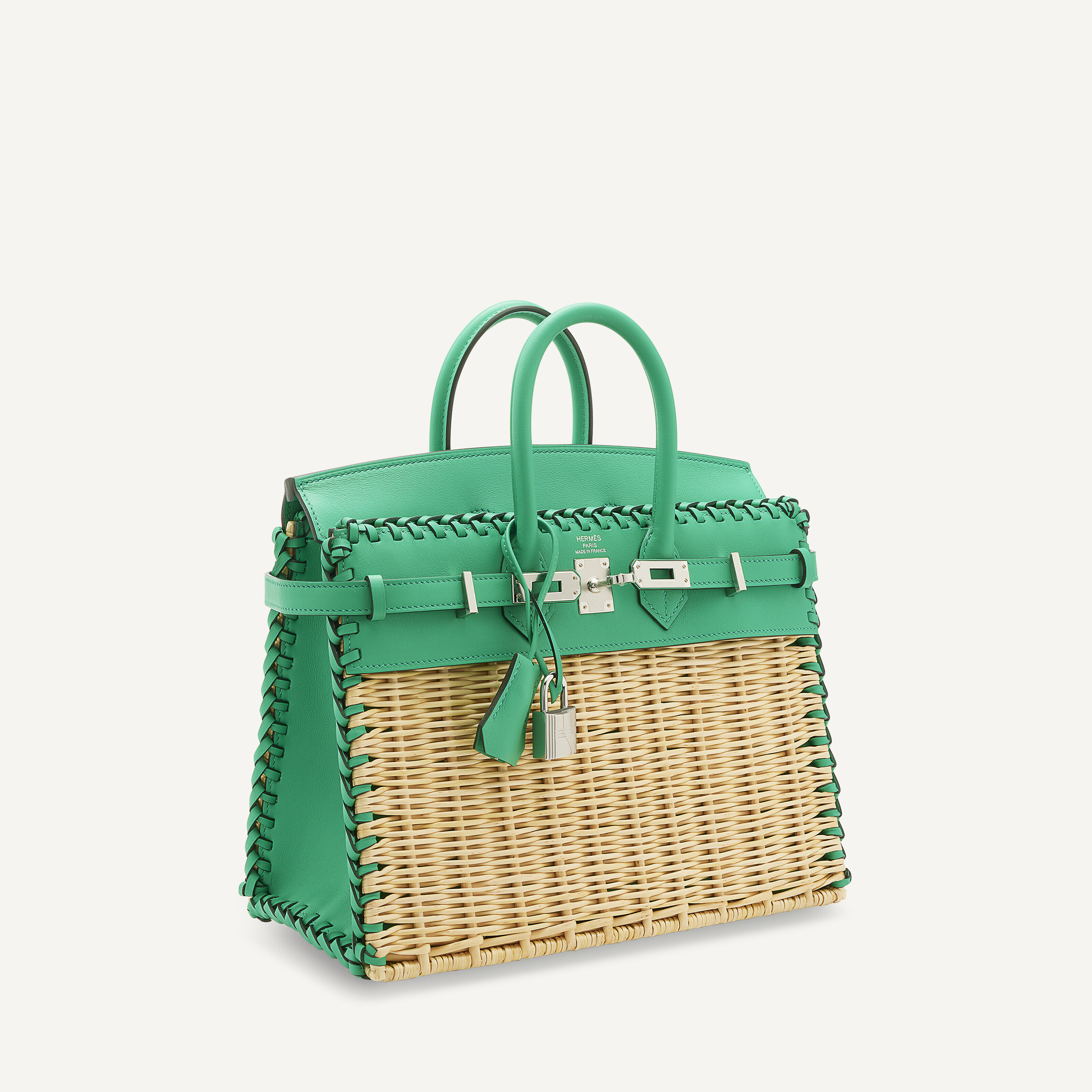 A LIMITED EDITION MENTHE SWIFT LEATHER & OSIER PICNIC BIRKIN 25