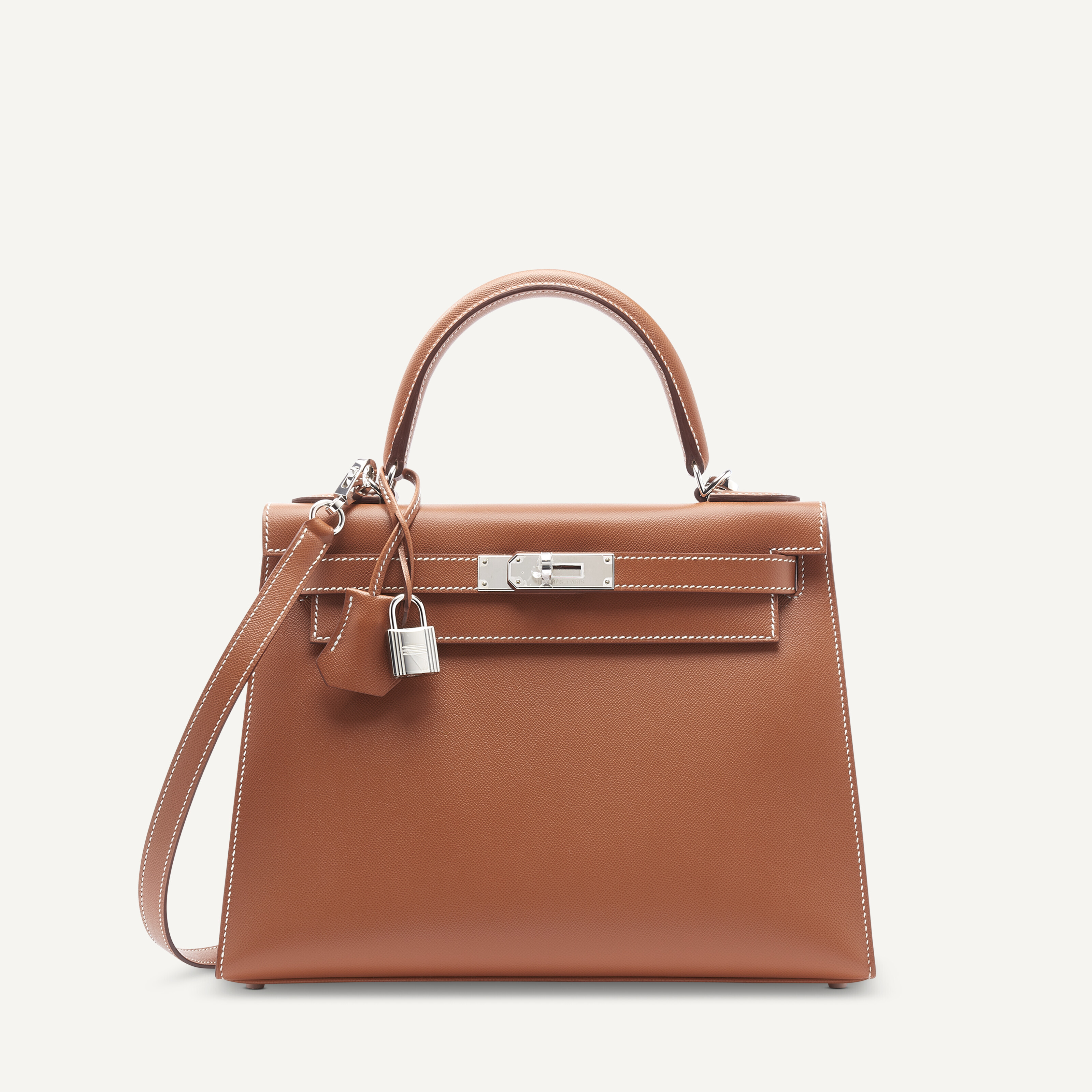 A GOLD VEAU MADAME LEATHER SELLIER KELLY 28 WITH PALLADIUM