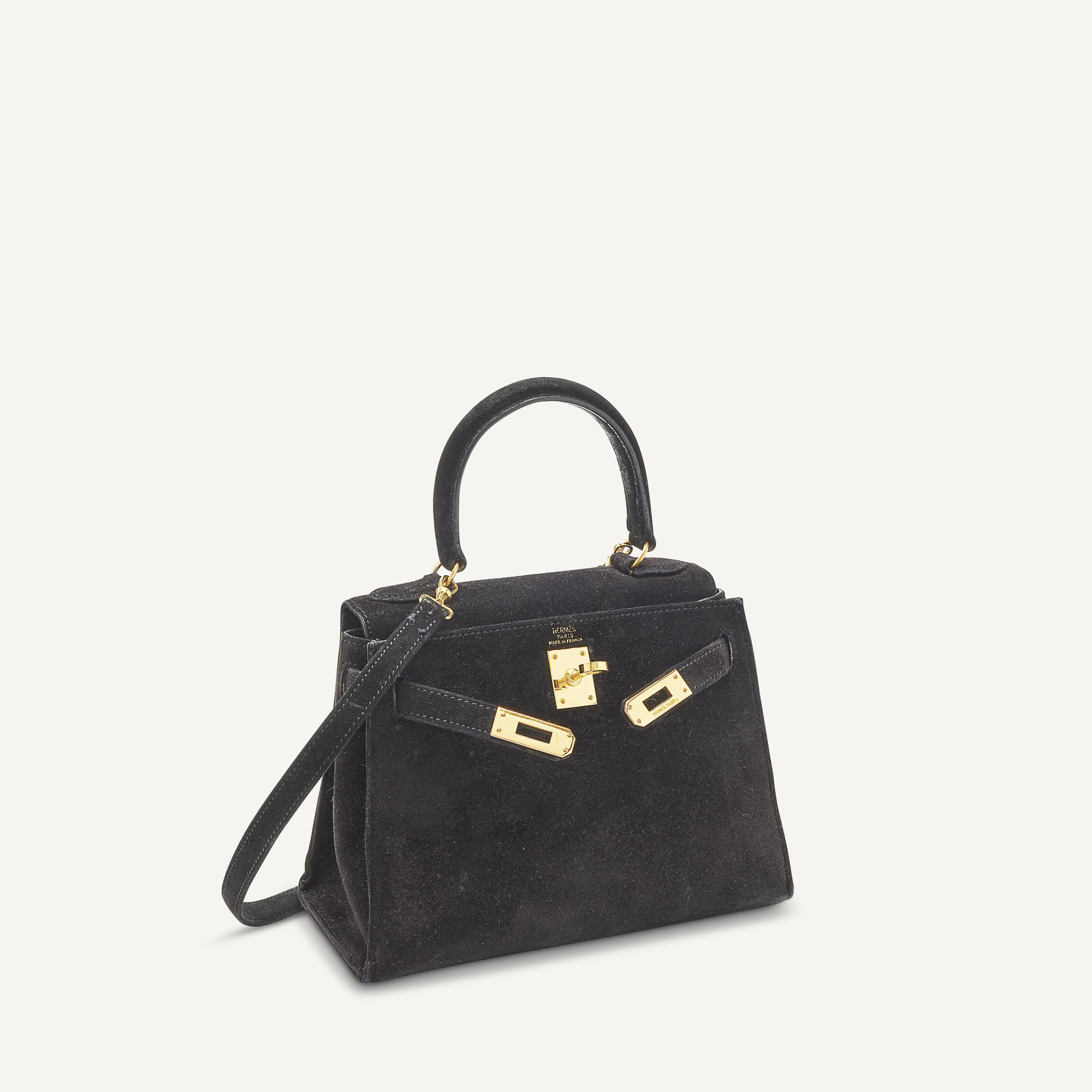 A RARE, BLACK VEAU DOBLIS MINI KELLY 20 WITH GOLD HARDWARE, HERMÈS