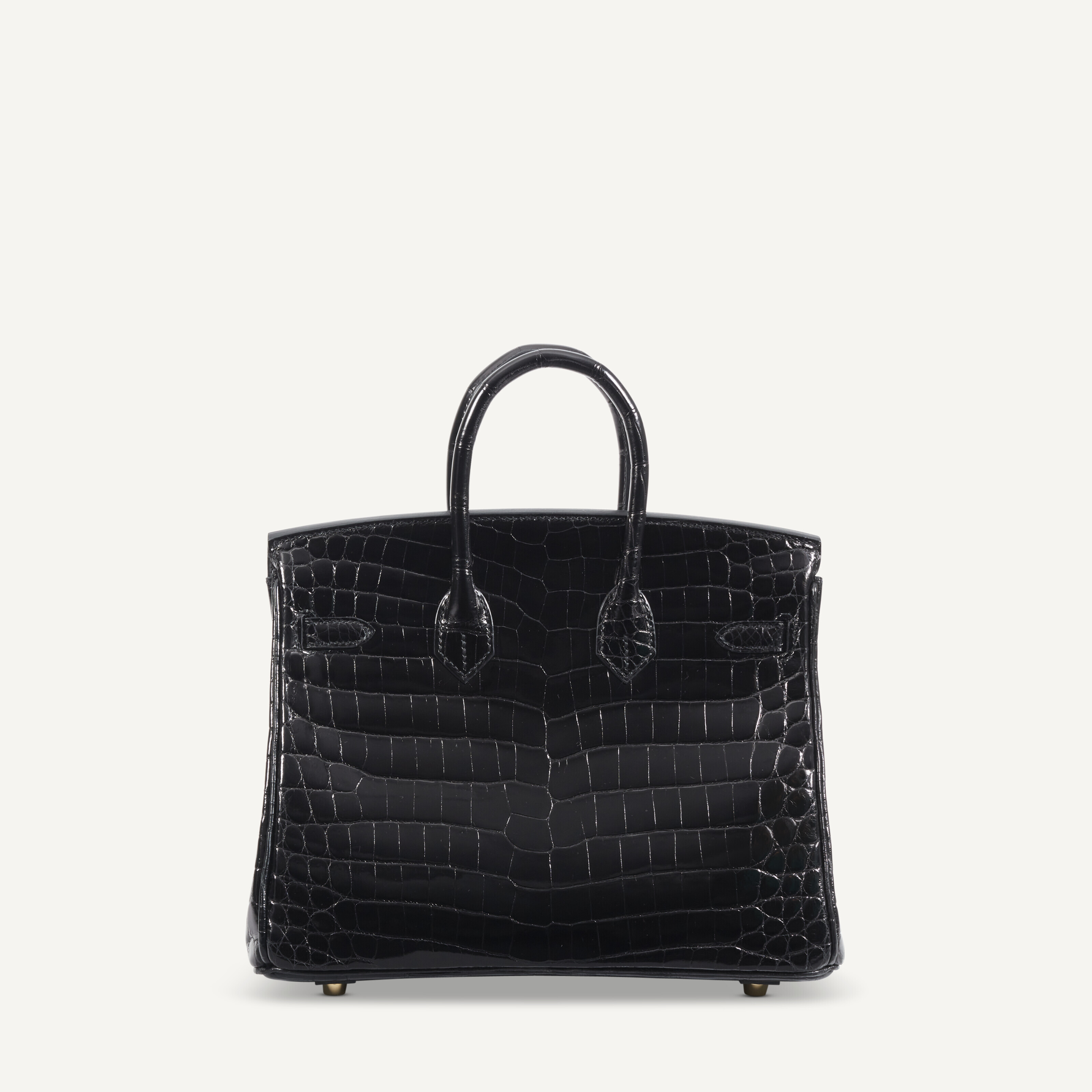A SHINY BLACK NILOTICUS CROCODILE BIRKIN 25 WITH GOLD HARDWARE
