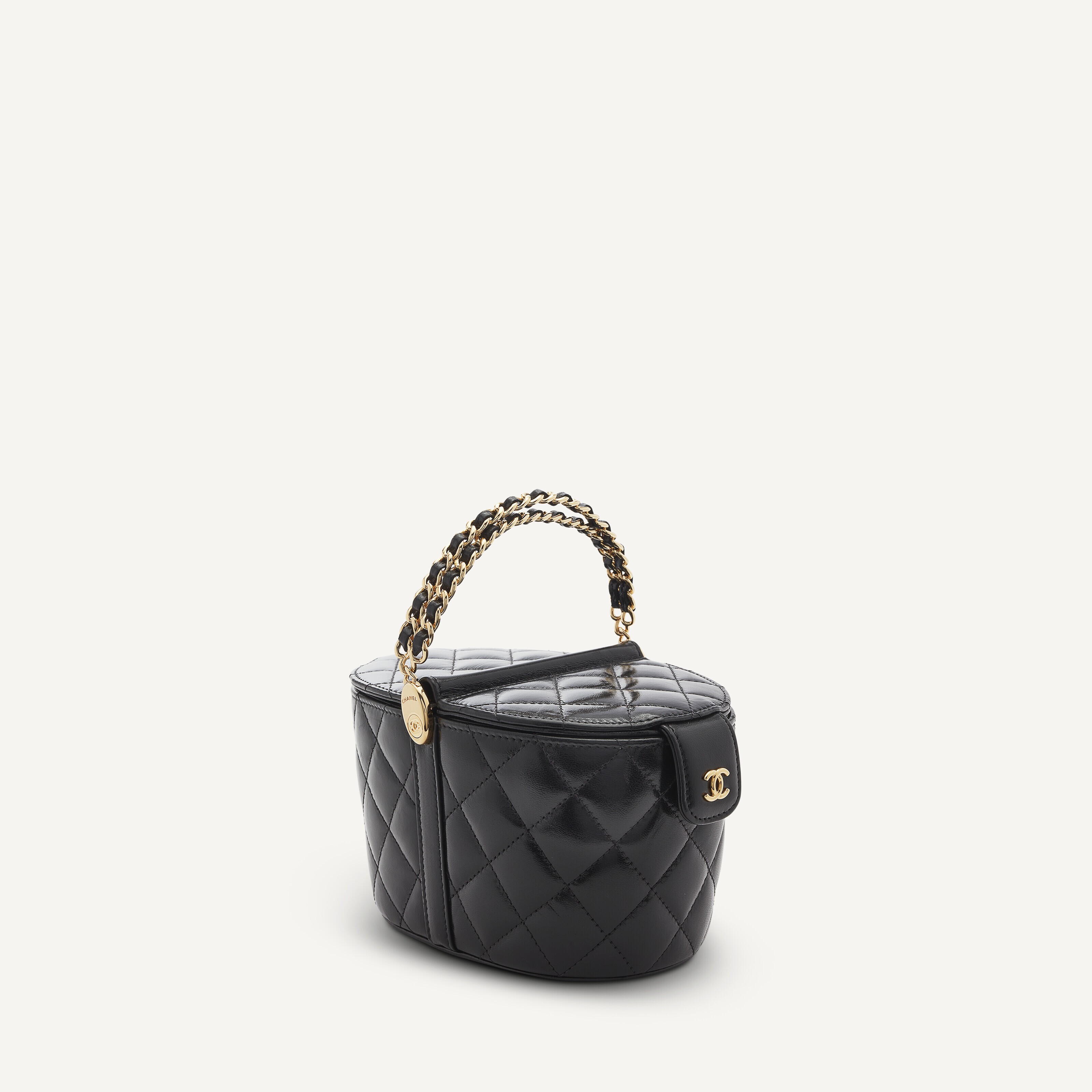 グランドホールセール A GOLD WITH BAG BASKET MINI LEATHER LAMBSKIN QUILTED BLACK バッグ