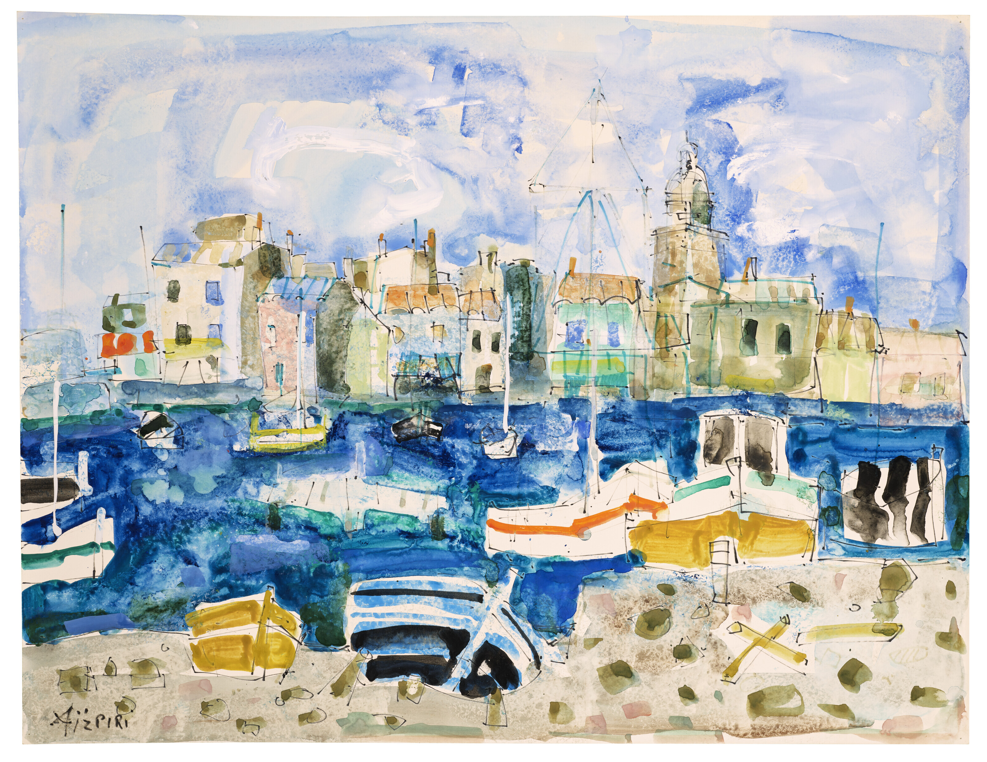 アイズピリ リトグラフ 「PORT-SAINT-TROPEZ」 The Port, Saint-Tropez