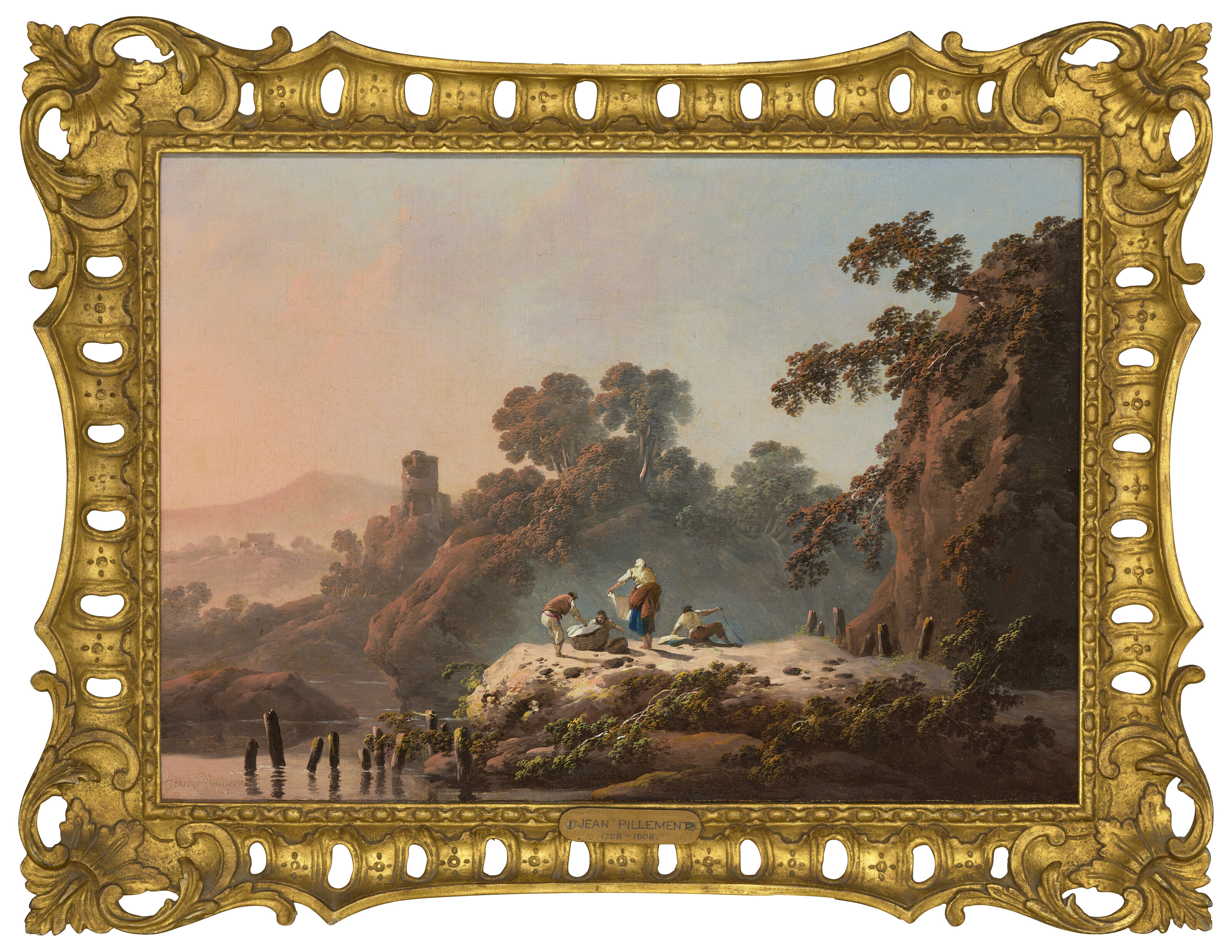 JEAN-BAPTISTE PILLEMENT (LYON 1728-1808), Paysage avec des paysans 
