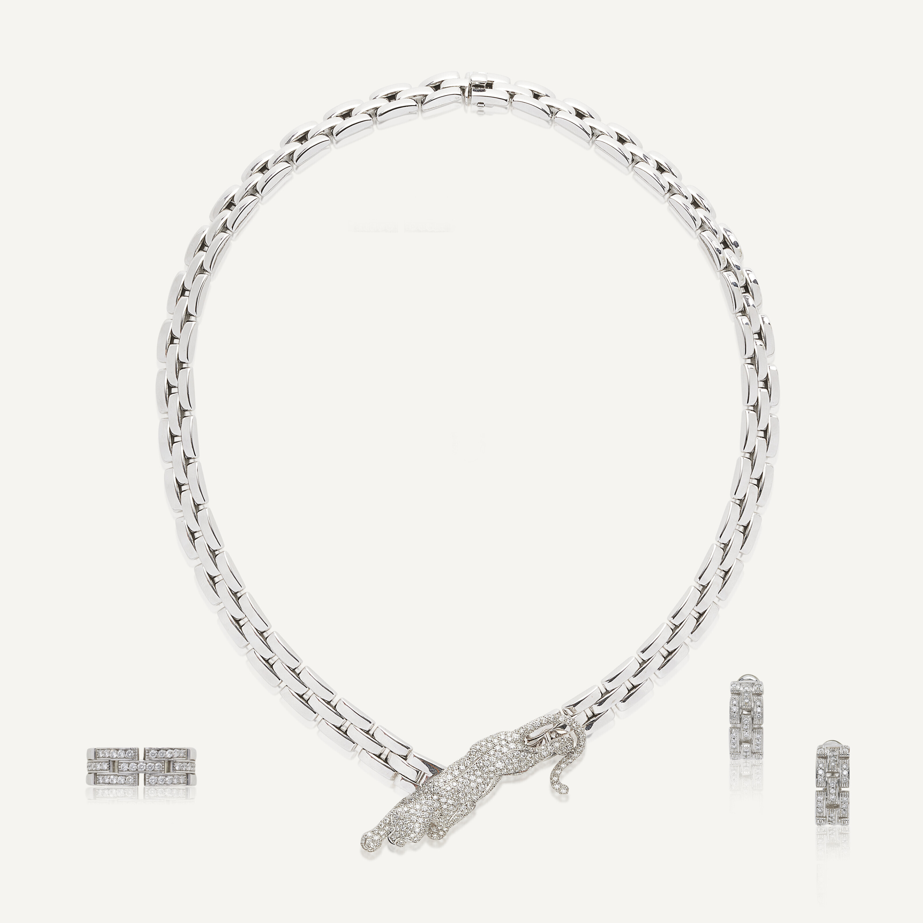 CARTIER PARURE 'MAILLON PANTHÈRE' COMPRENANT UN COLLIER, UNE PAIRE