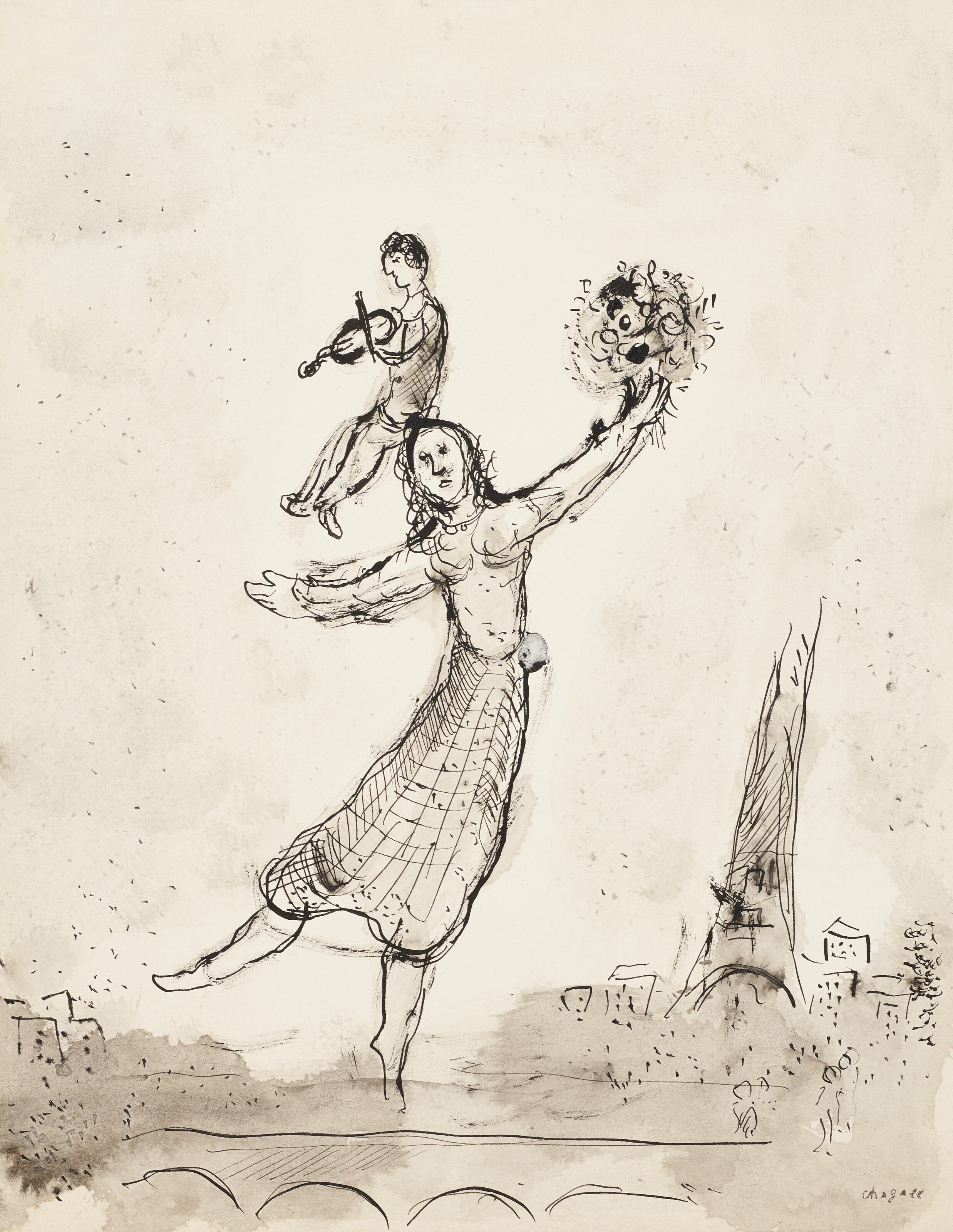 Tableau reproduction Marc Chagall  le rabbin avec la torah