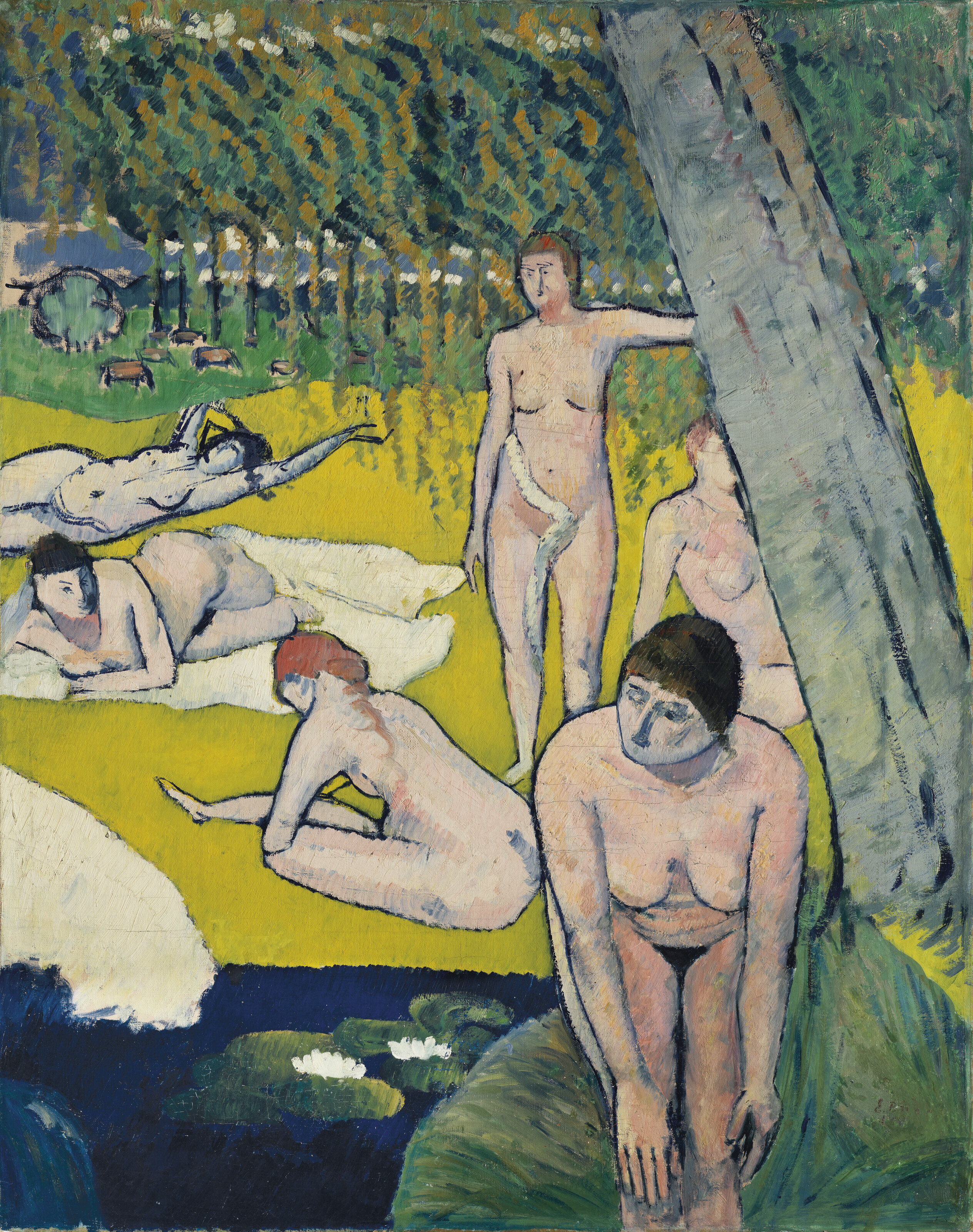 Emile Bernard, Baigneuses aux nenuphars, 1889, sold for €819,000 on 20 October 2023 at Christie's in Paris