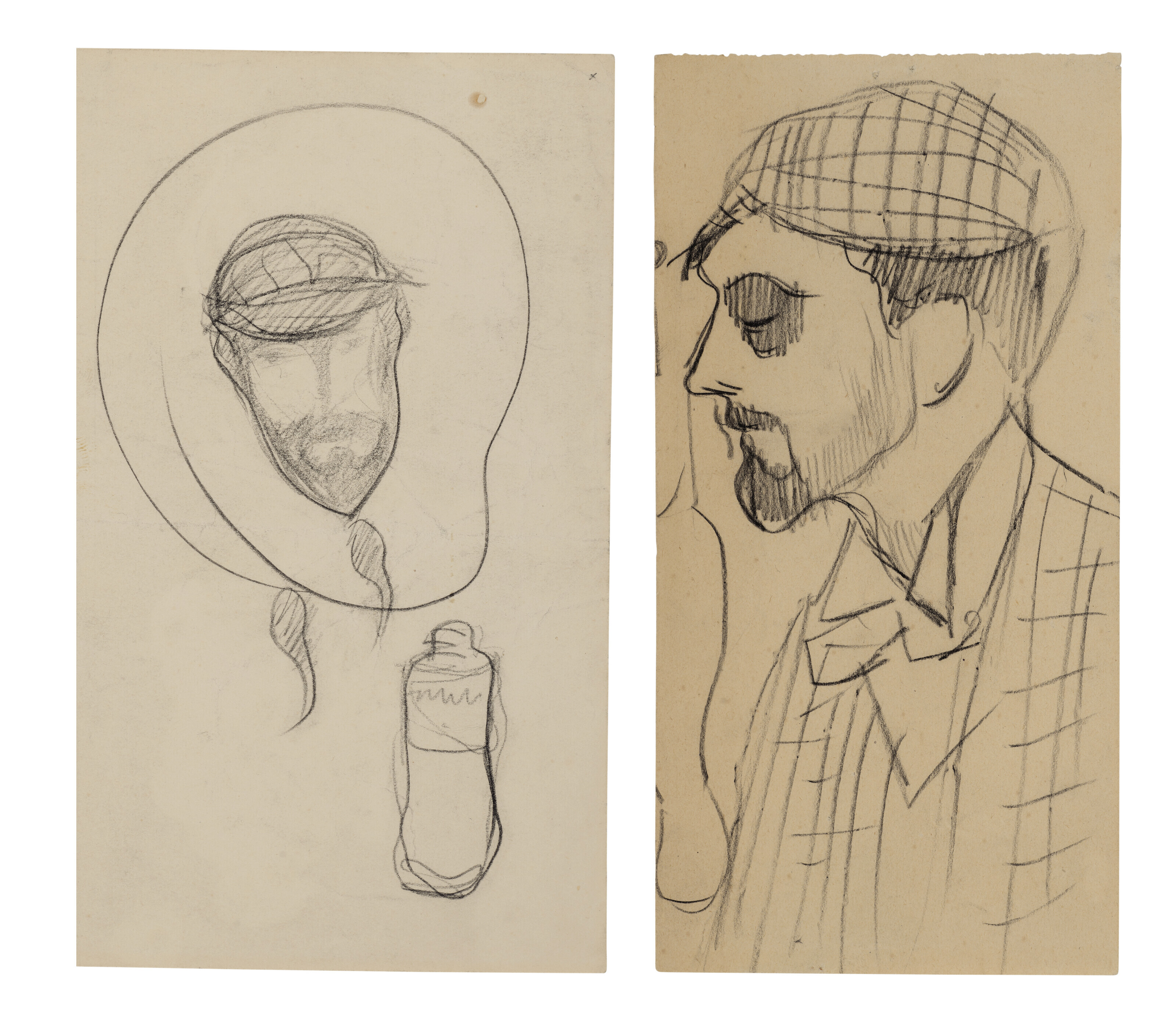 Catalog image of (i) Caricature de Forbes-Robertson avec une bouteille (ii) Portrait de Forbes-R…