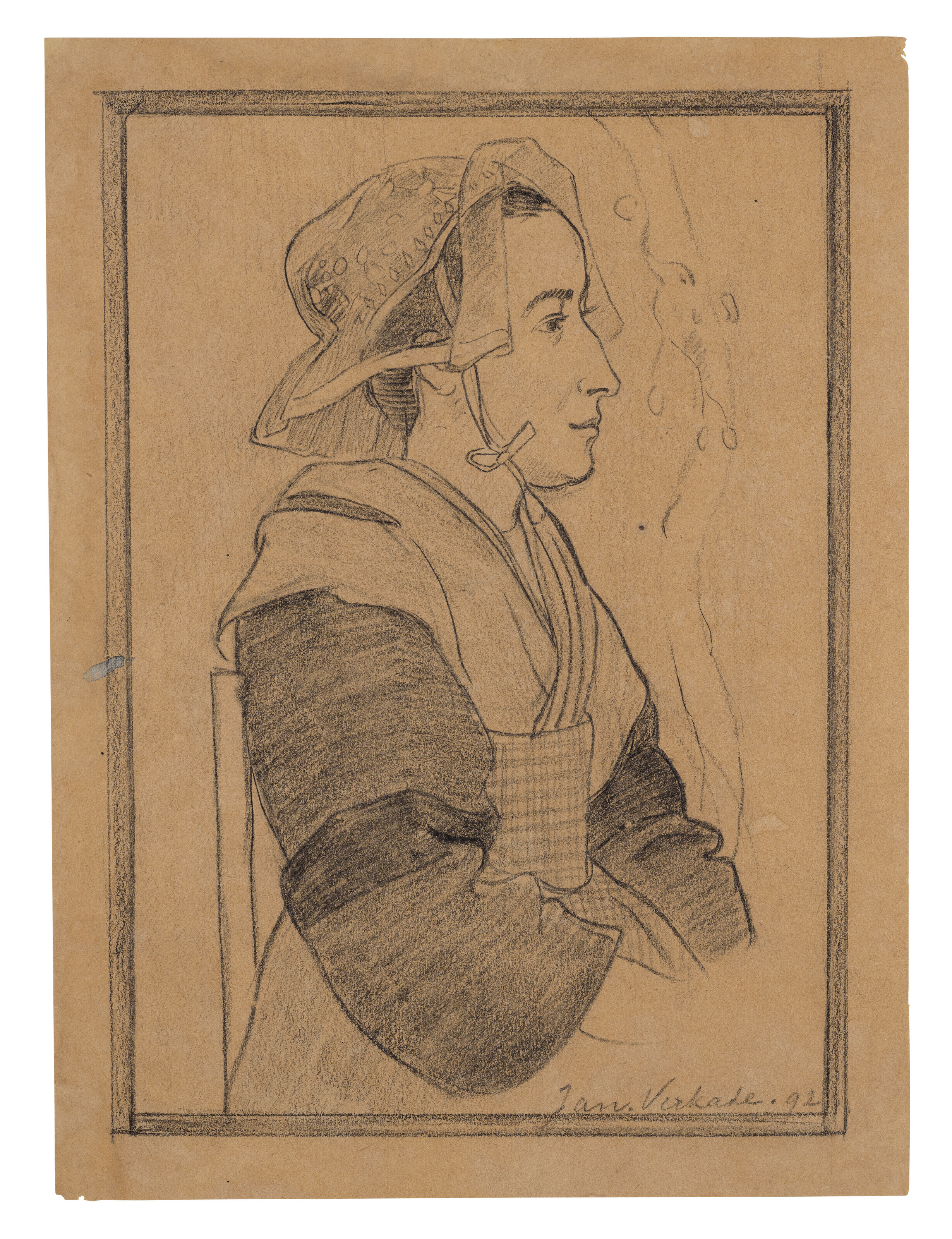 Jan Verkade (1868-1946), Bretonne de profil (recto); Étude