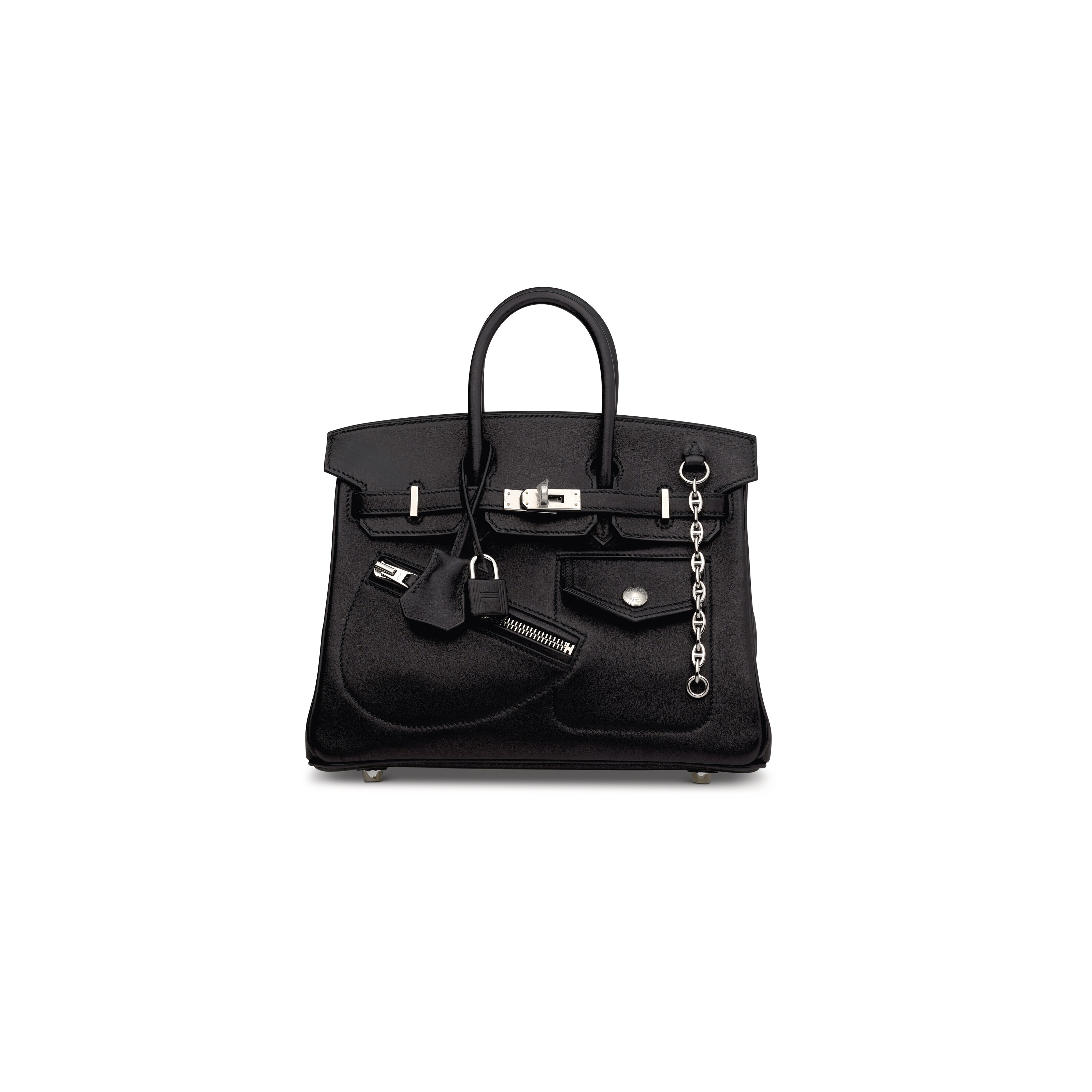 A LIMITED EDITION BLACK VOLUPTO LEATHER ROCK BIRKIN 25 WITH