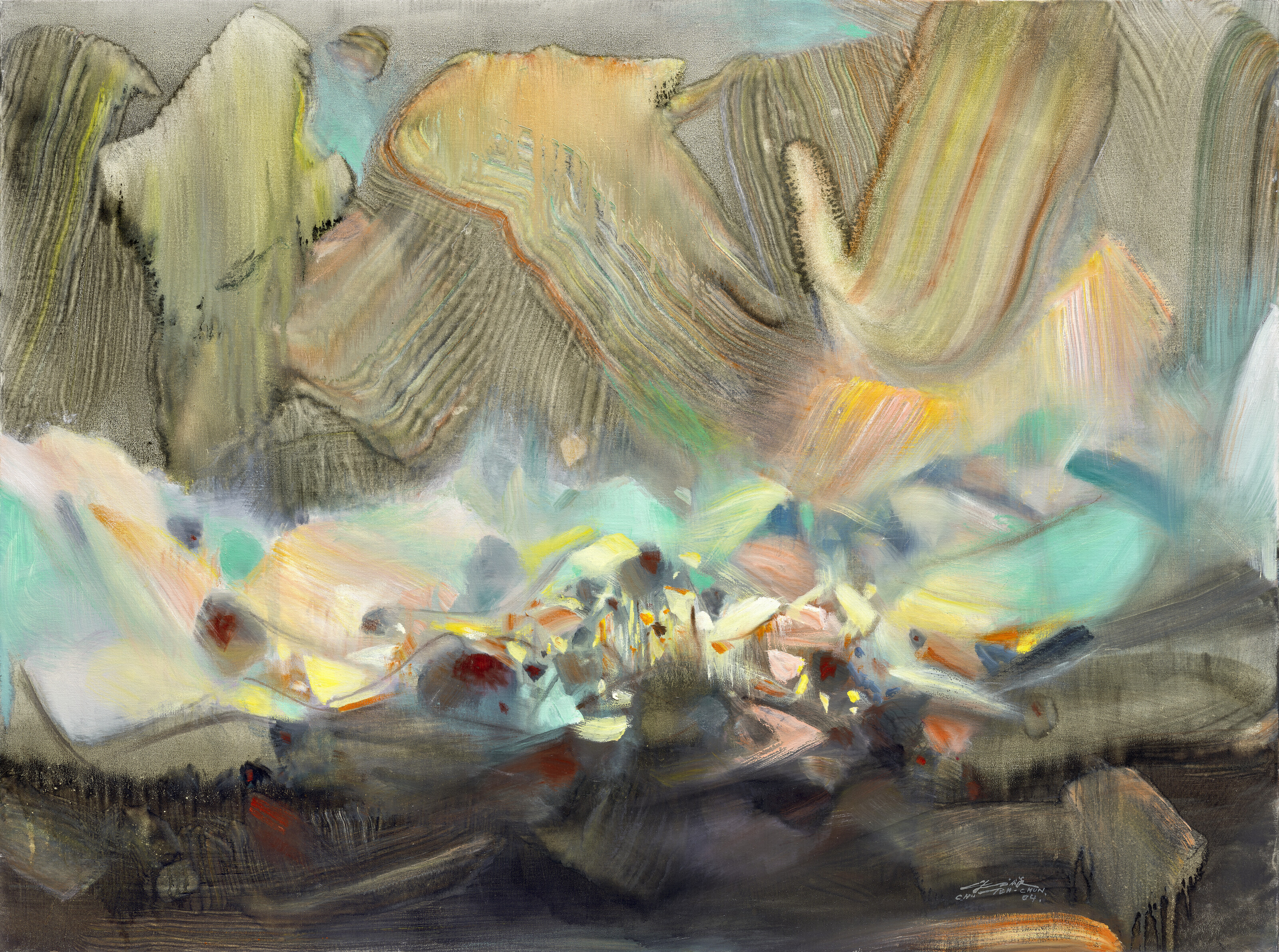 Chu Teh-Chun (Zhu Dequn, 1920-2014), Pouvoir Cr&eacute;ateur, 2004. Oil on canvas. 97 x 130 cm (38&frac14; x 51⅛ in). Estimate: CN&yen;2,500,000-4,500,000. Offered in 10th Shanghai Auction Anniversary: 20th/21st Century Art Evening Sale on 23 September 2023 at Christie&rsquo;s in Shanghai