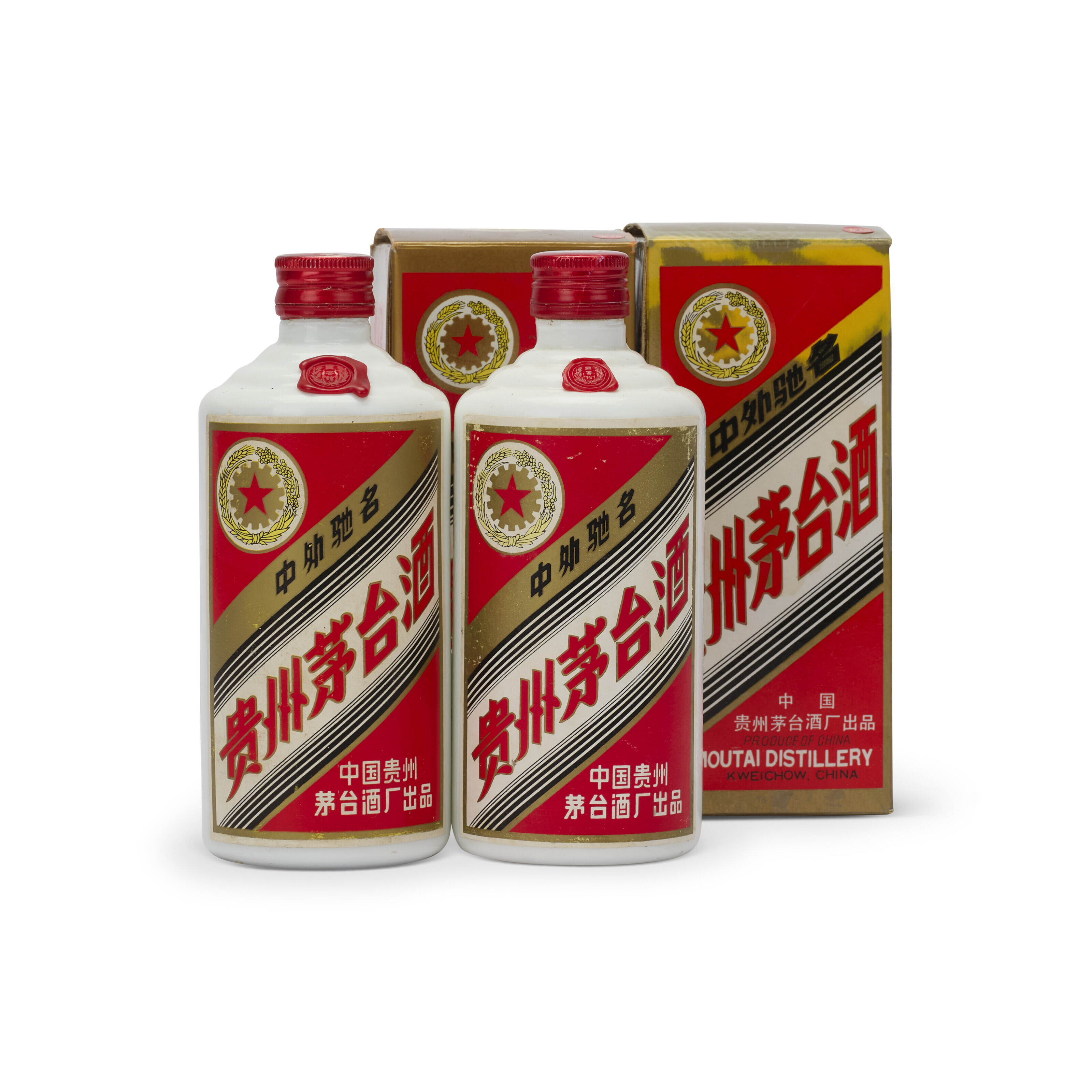 1987年產五星牌鐵蓋茅台酒, 醬香型- 54度瓶身生產日期清晰，其中2瓶酒