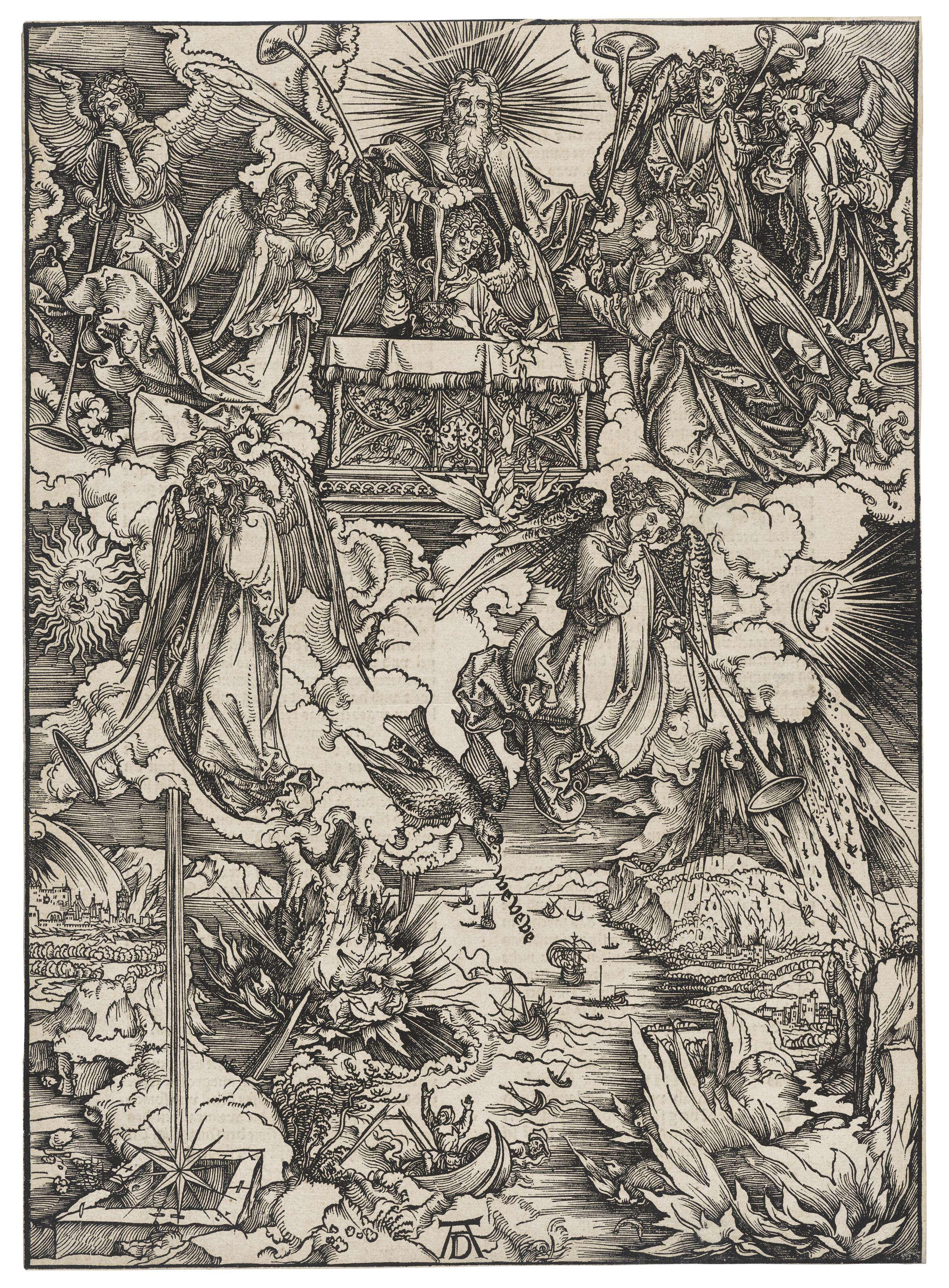Albrecht Durer, The Seven Angels with the Trumpets, from: The Apocalypse, circa 1497-98, offered in Old Master Prints on 2 July 2024 at Christie's in London