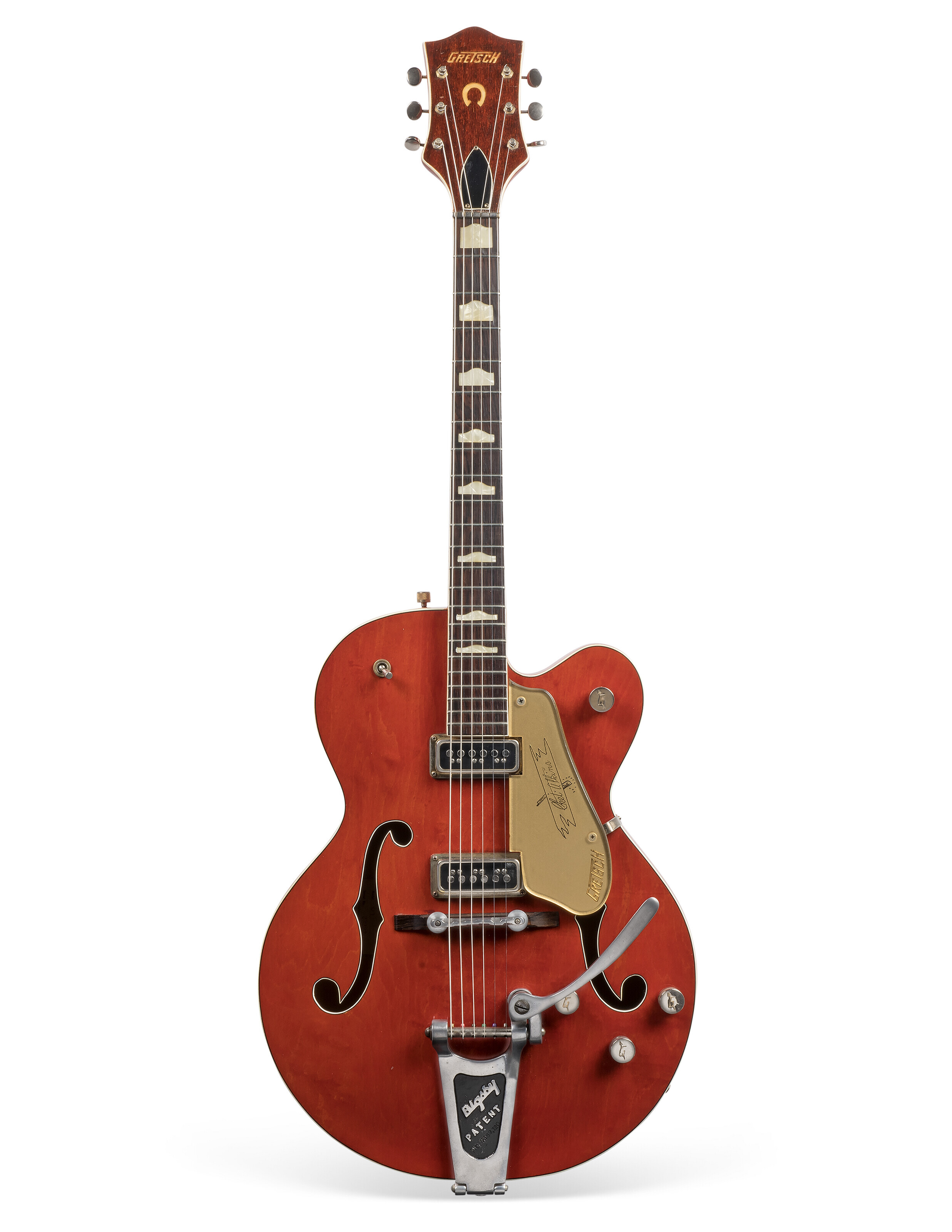The Fred Gretsch Manufacturing Company, Brooklyn, New York, circa 1957. A hollow-body electric guitar, Chet Atkins 6120, offered in The Mark Knopfler Guitar Collection on 31 January 2024 at Christie's in London