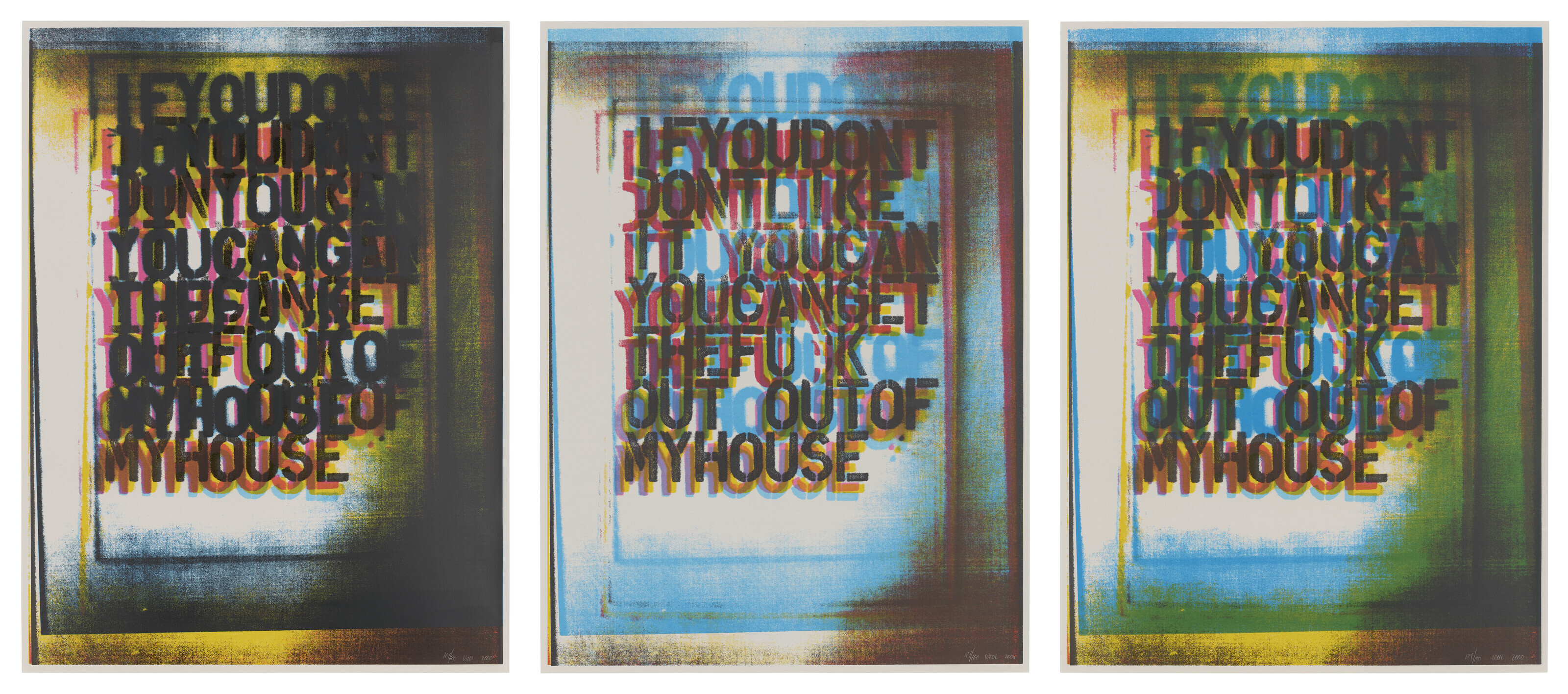 CHRISTOPHER WOOL (B. 1955), My House I, II, and III | Christie’s