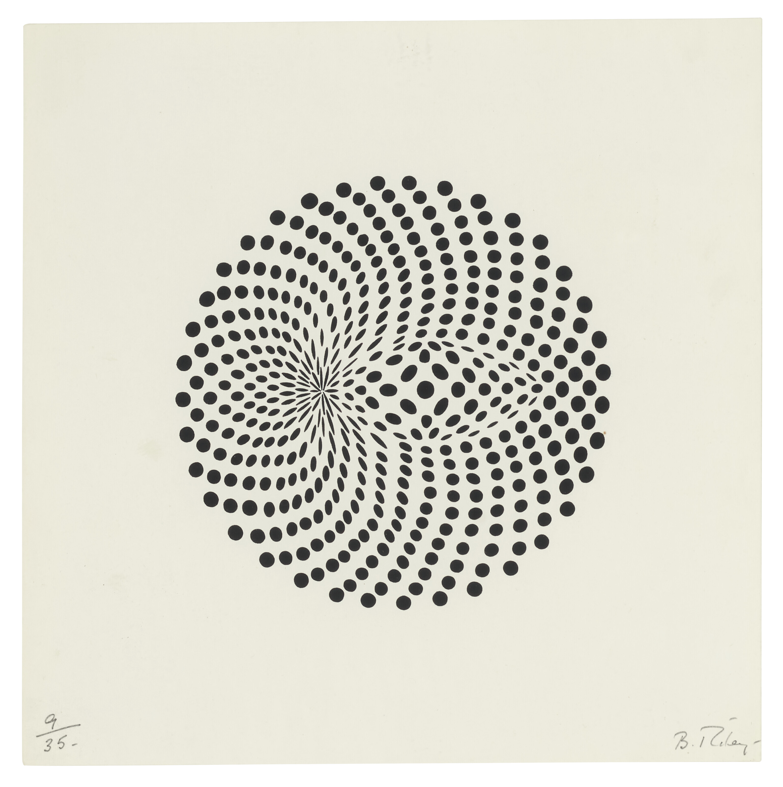 Bridget Riley, Untitled (Circular Movement), 1962, sold for £30,240 on 27 March 2024 at Christie's Online