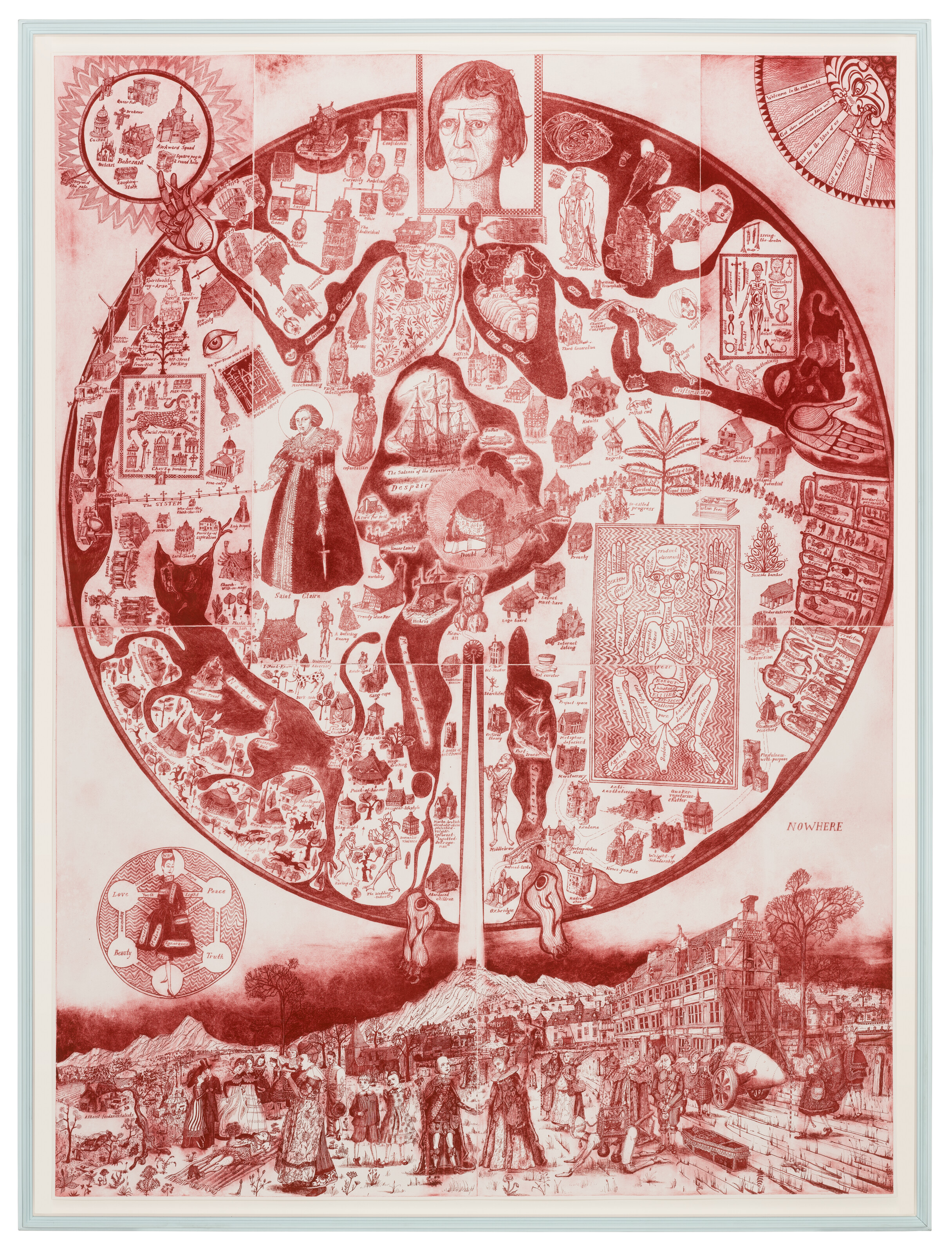 Grayson Perry, The Map of Nowhere (Red), 2008, offered in Contemporary Edition until 1 October 2024 at Christie's Online
