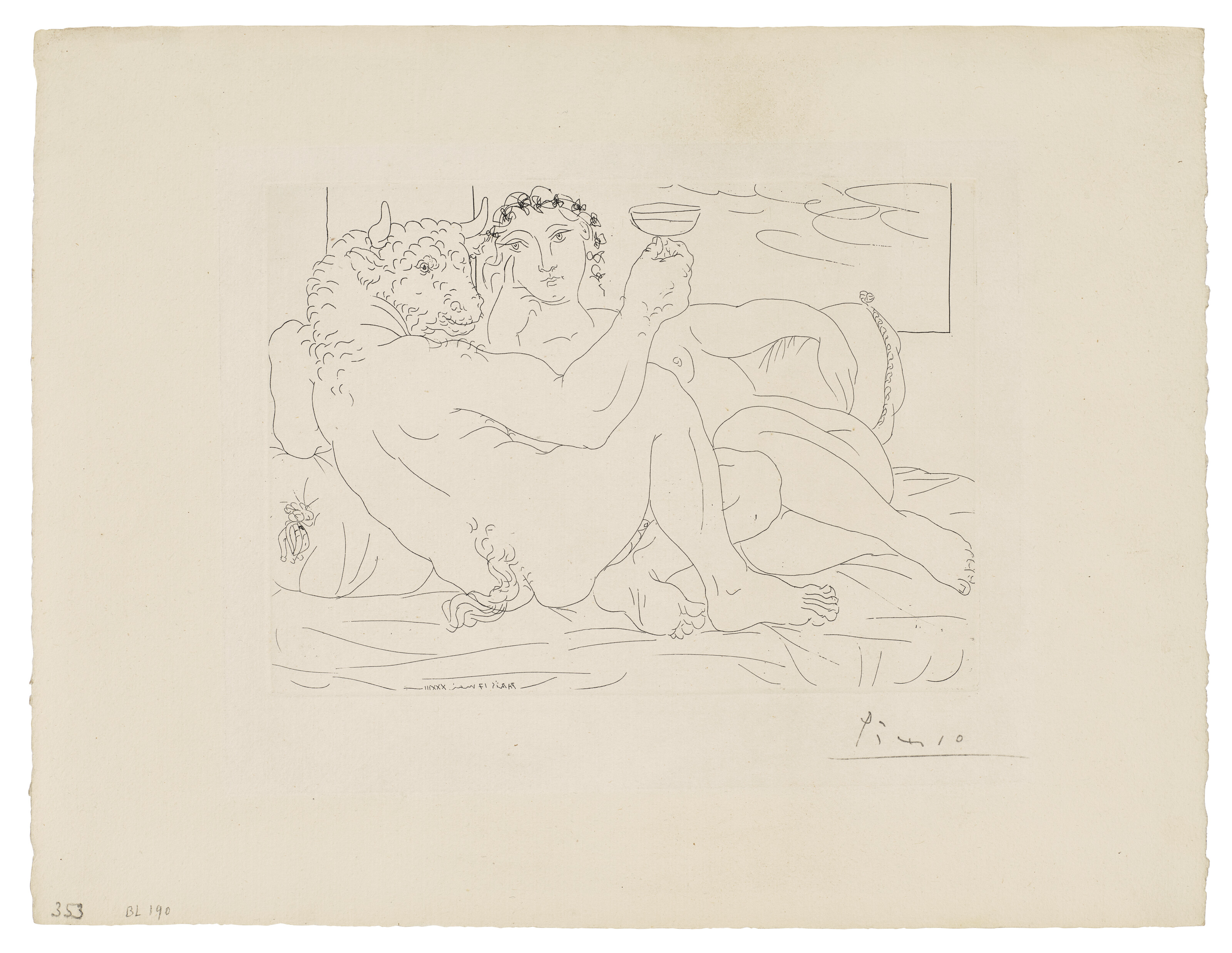 Catalog image of Minotaure, une coupe à la main, et jeune femme, from: La Suite Vollard