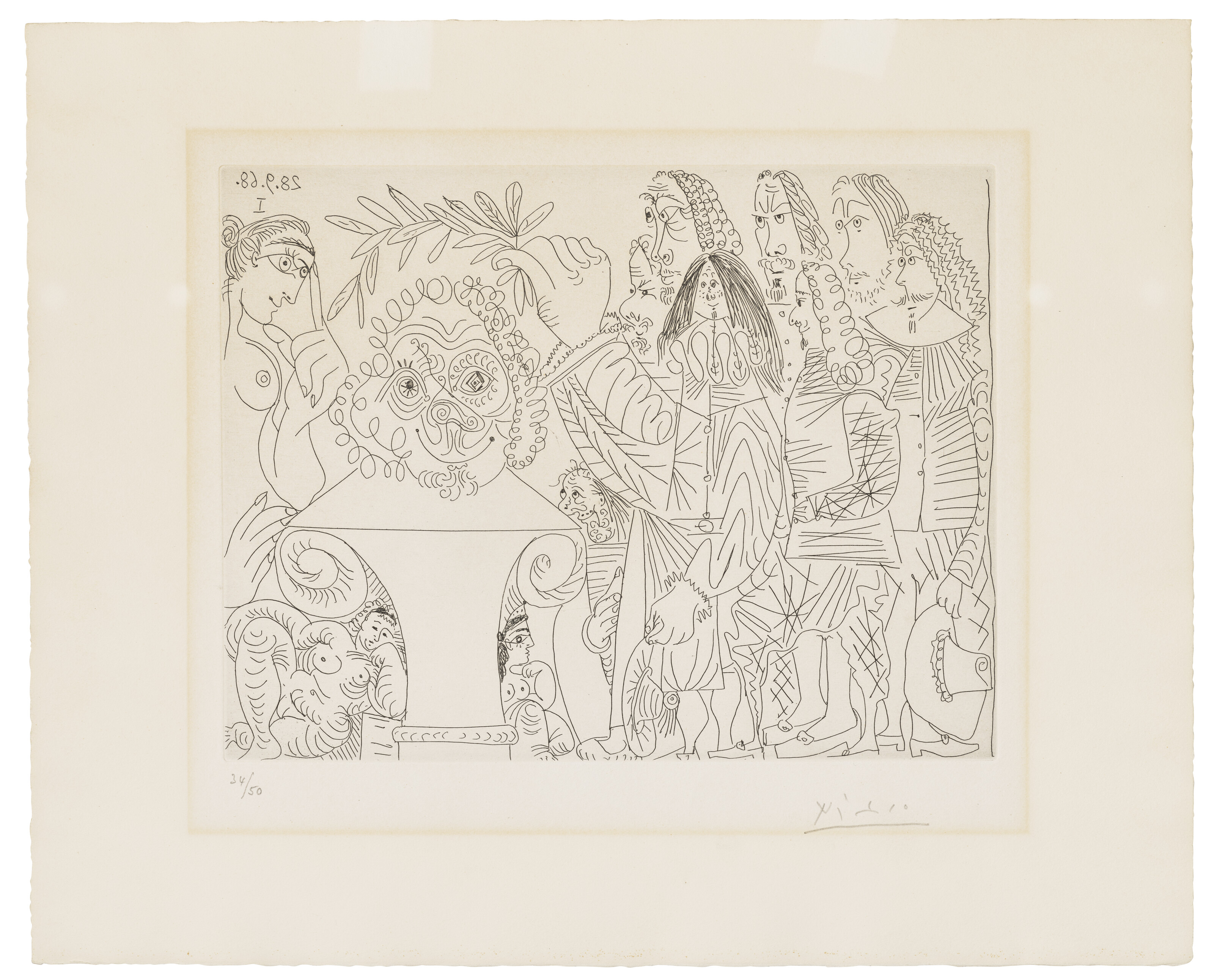 PABLO PICASSO (1881-1973), Deux modèles vêtus, from: La Suite