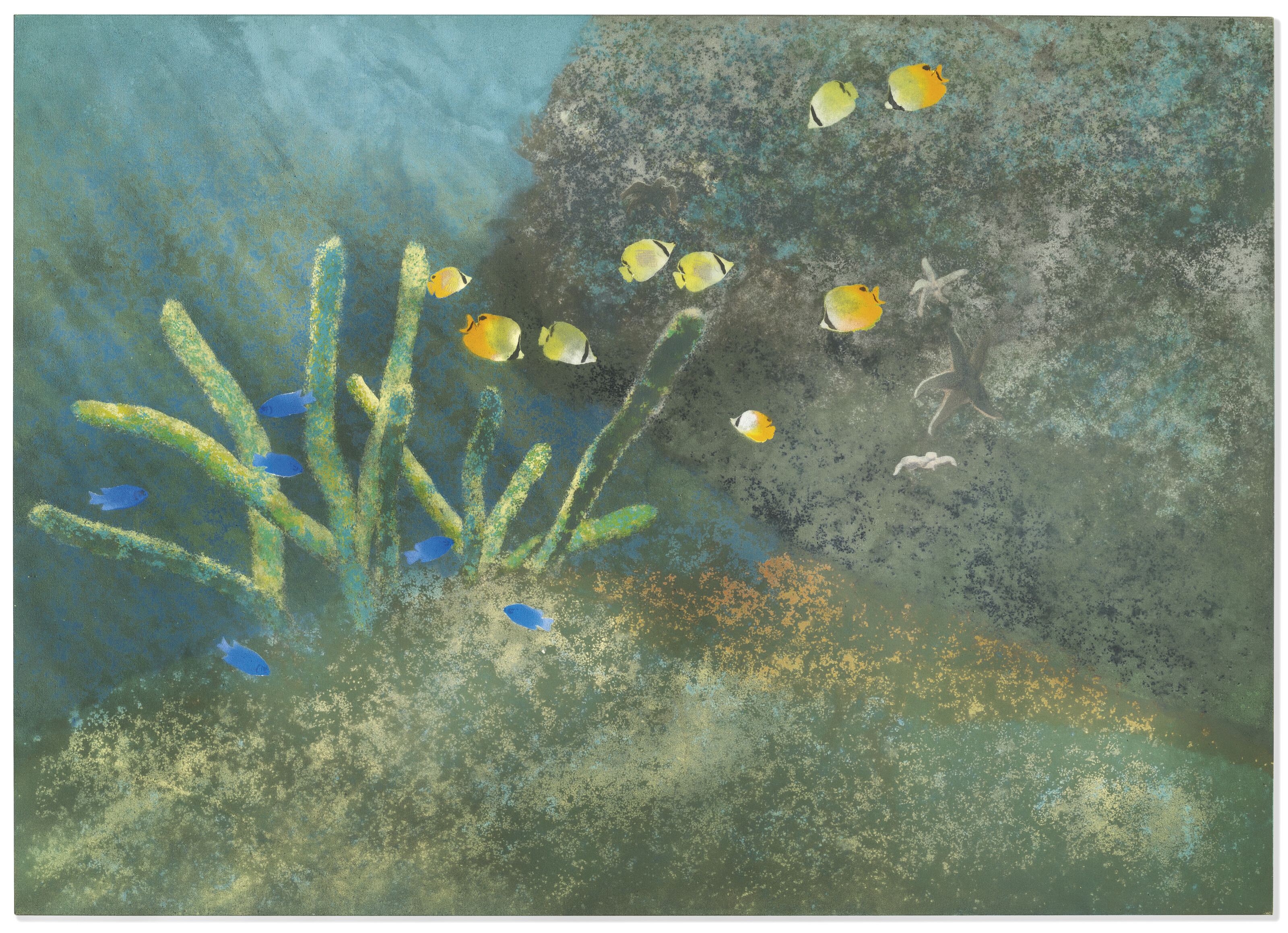 Michael Andrews, School III: Butterfly Fish and Damsel Fish, 1978, sold for £3,125,500 on 7 March 2024 at Christie's in London