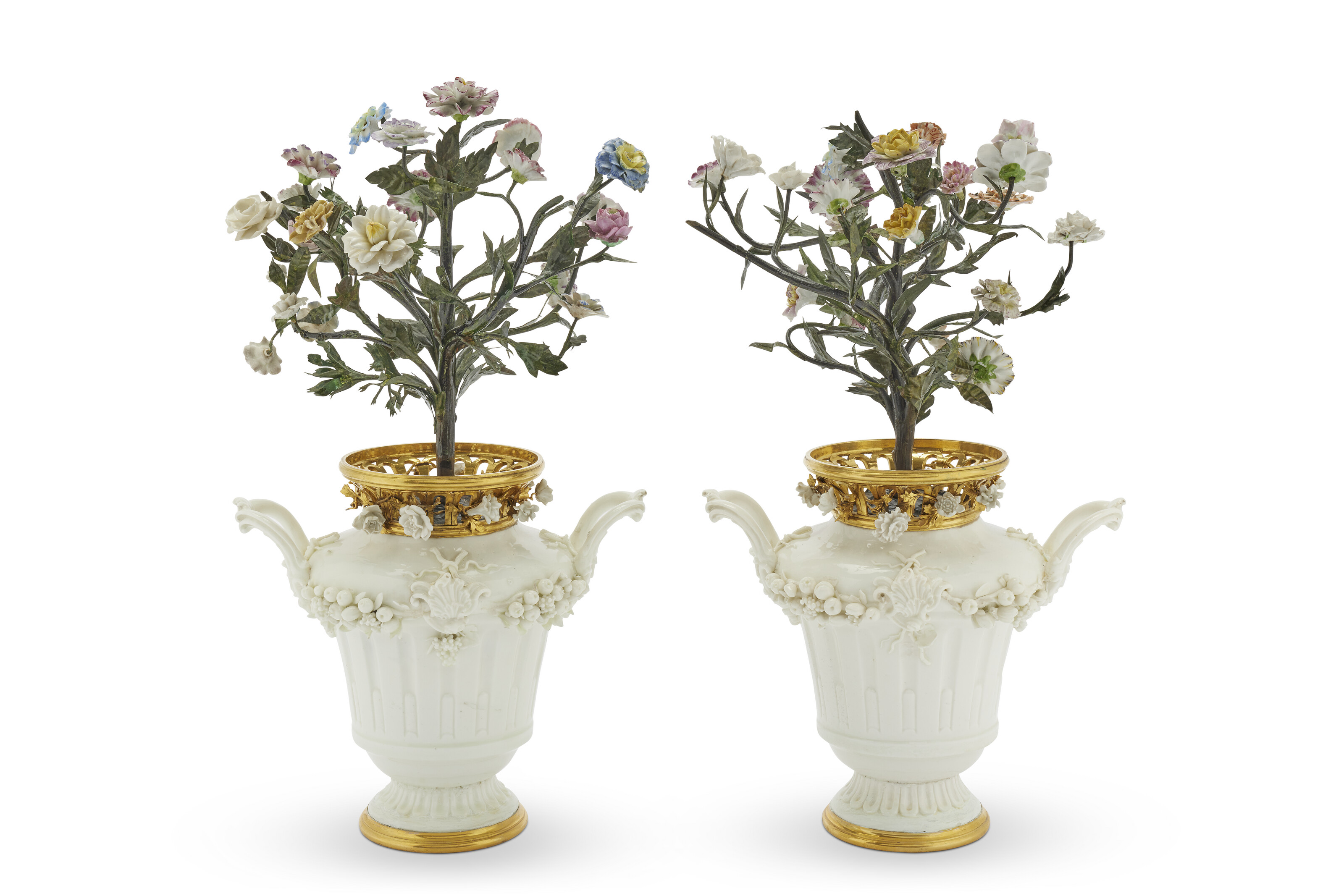 Continental Tole Urn with Tole Painted Flowers
